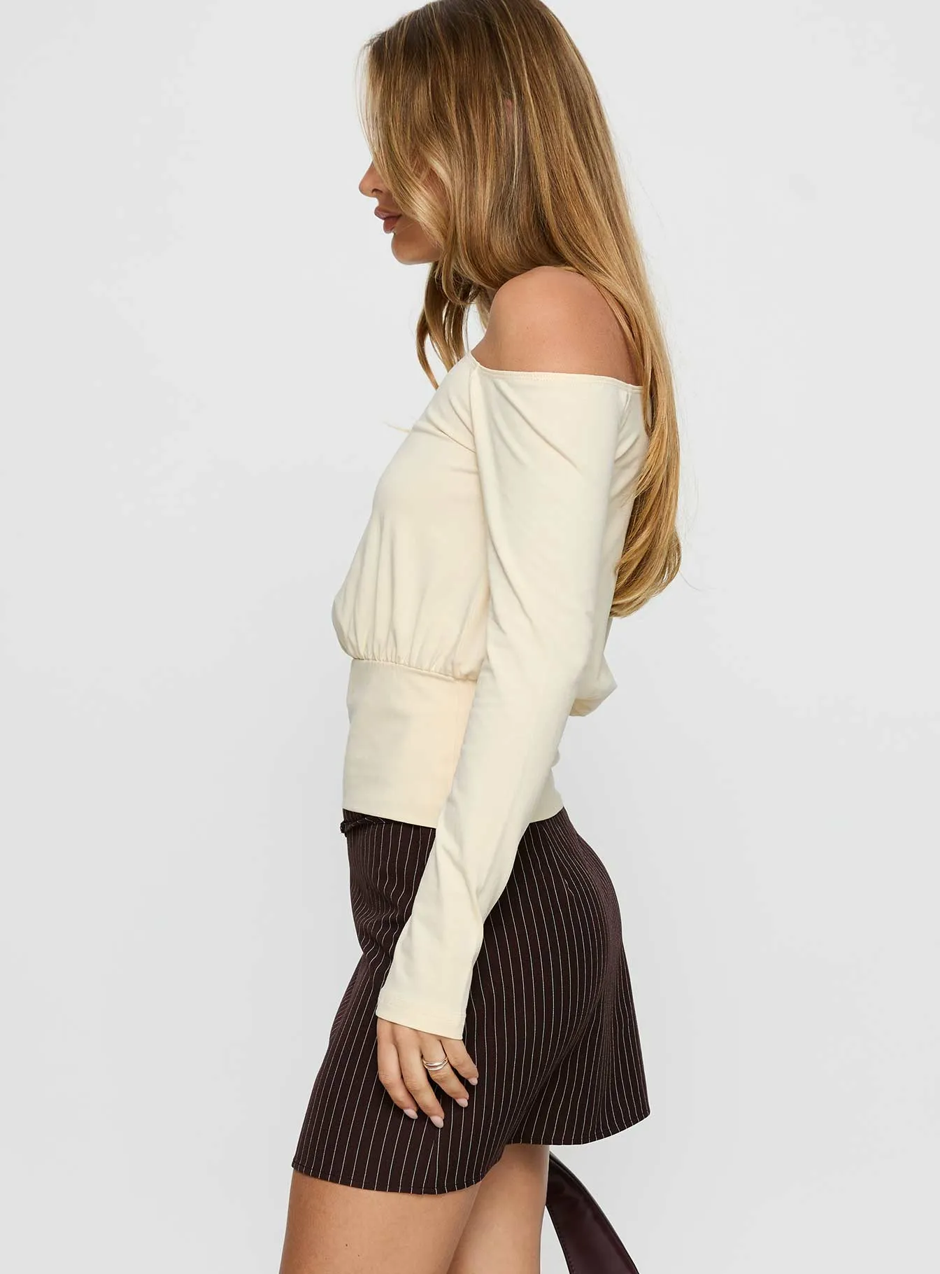Yellena Buckle Mini Skirt Brown Pinstripe sold by Princess Polly product image thumbnail 4