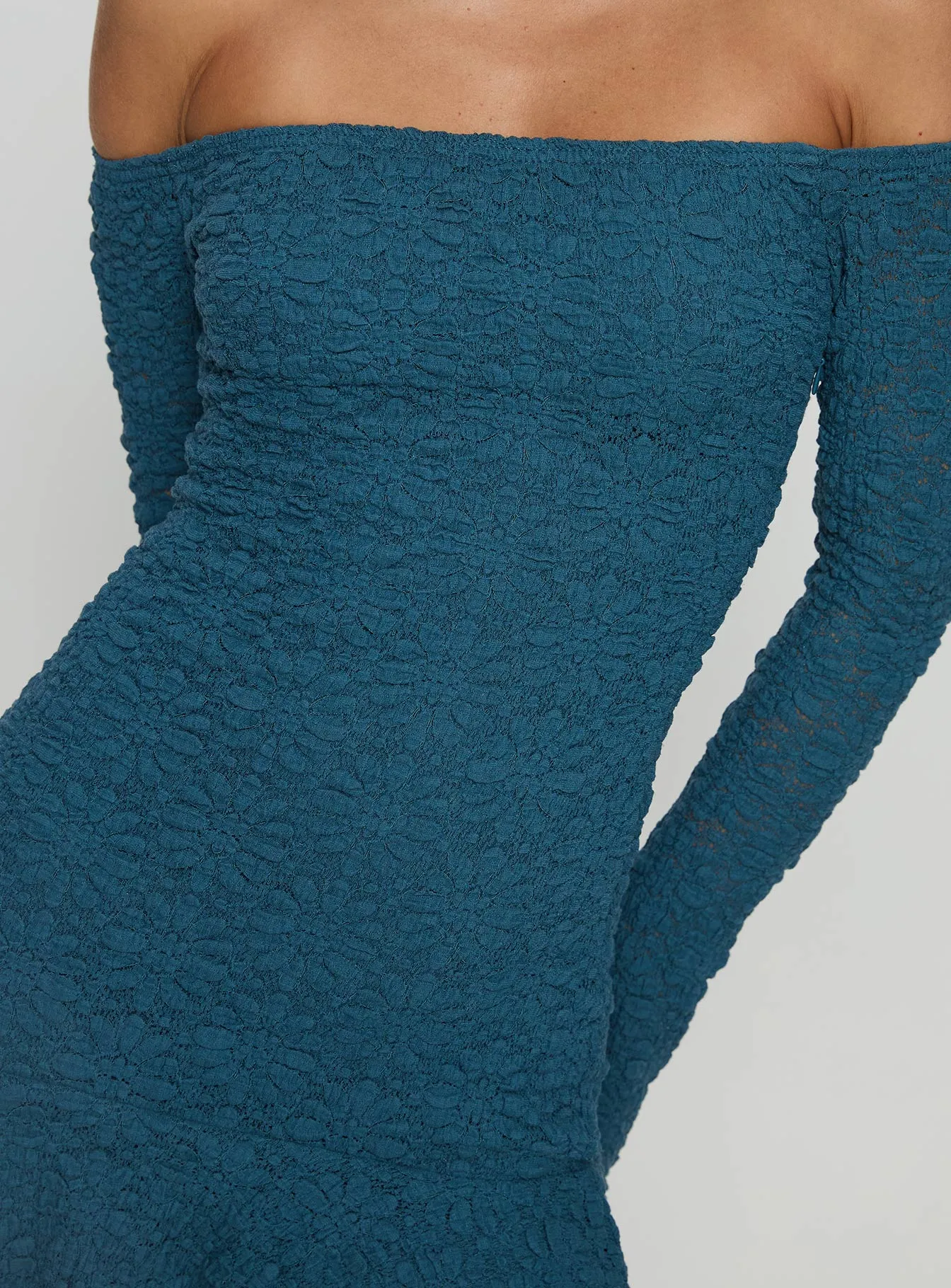 Vancesca Off Shoulder Long Sleeve Mini Dress Navy sold by Princess Polly product image thumbnail 5