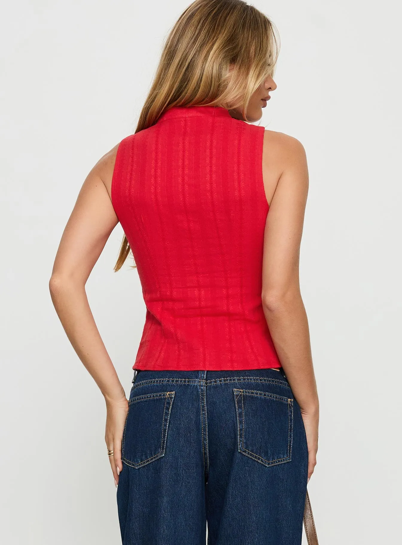 Tempting Tie Detail Top Red sold by Princess Polly product image thumbnail 4