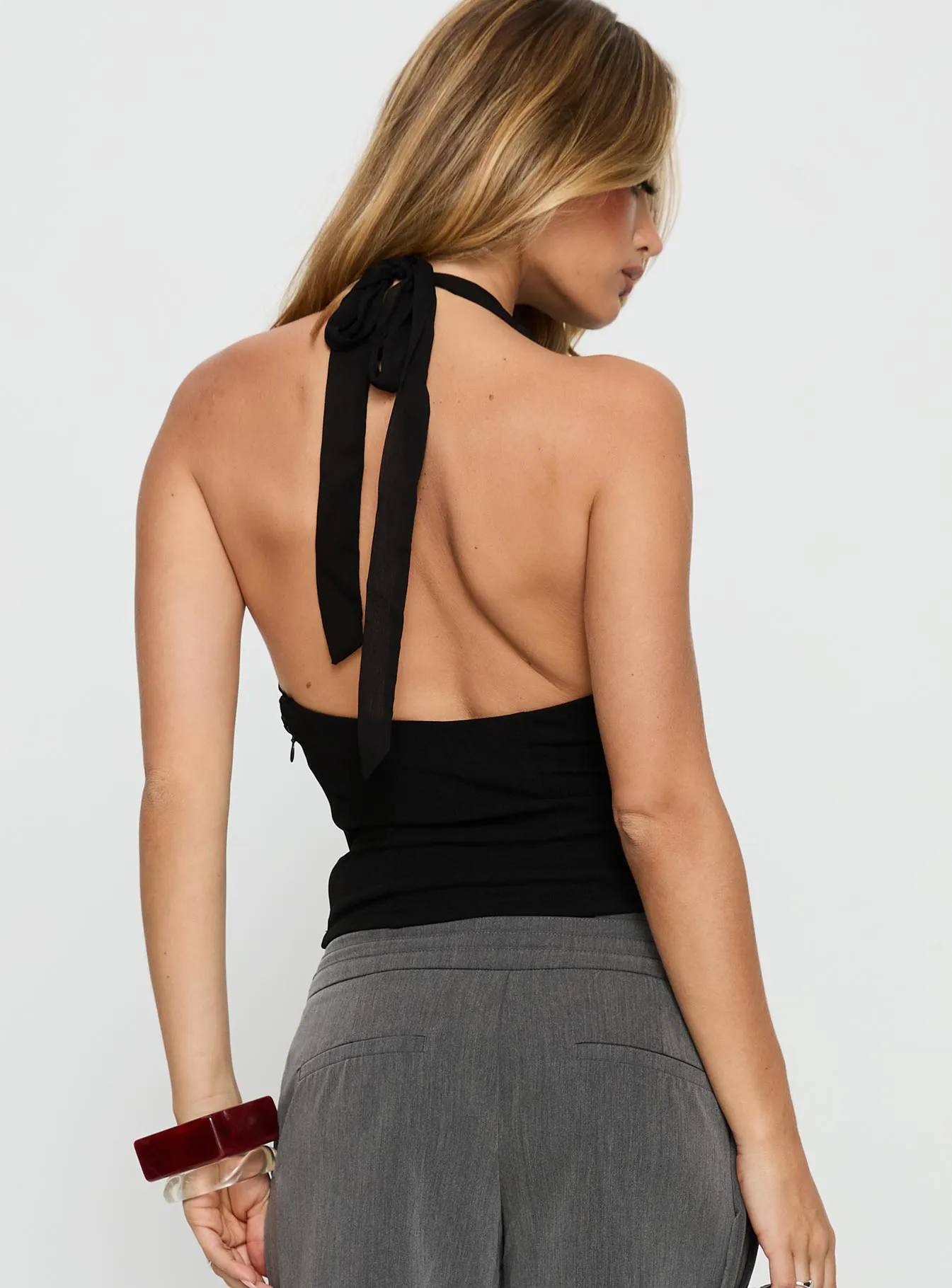 Korienna Halter Chiffon Top Black sold by Princess Polly product image thumbnail 5