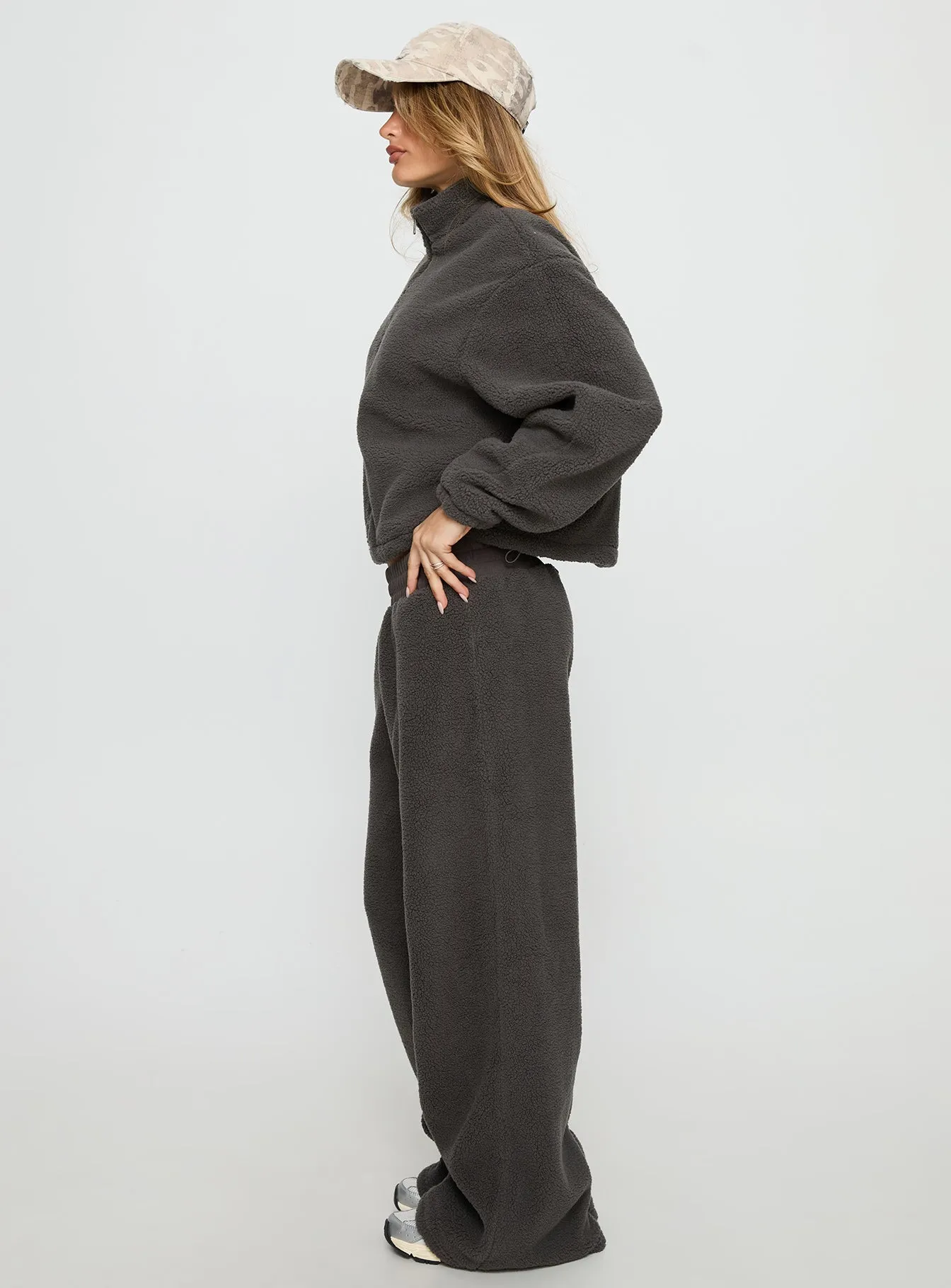 Siberia Fleece Track Pant Charcoal sold by Princess Polly product image thumbnail 4