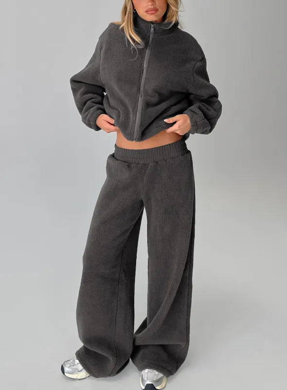 Siberia Fleece Track Pant Charcoal sold by Princess Polly