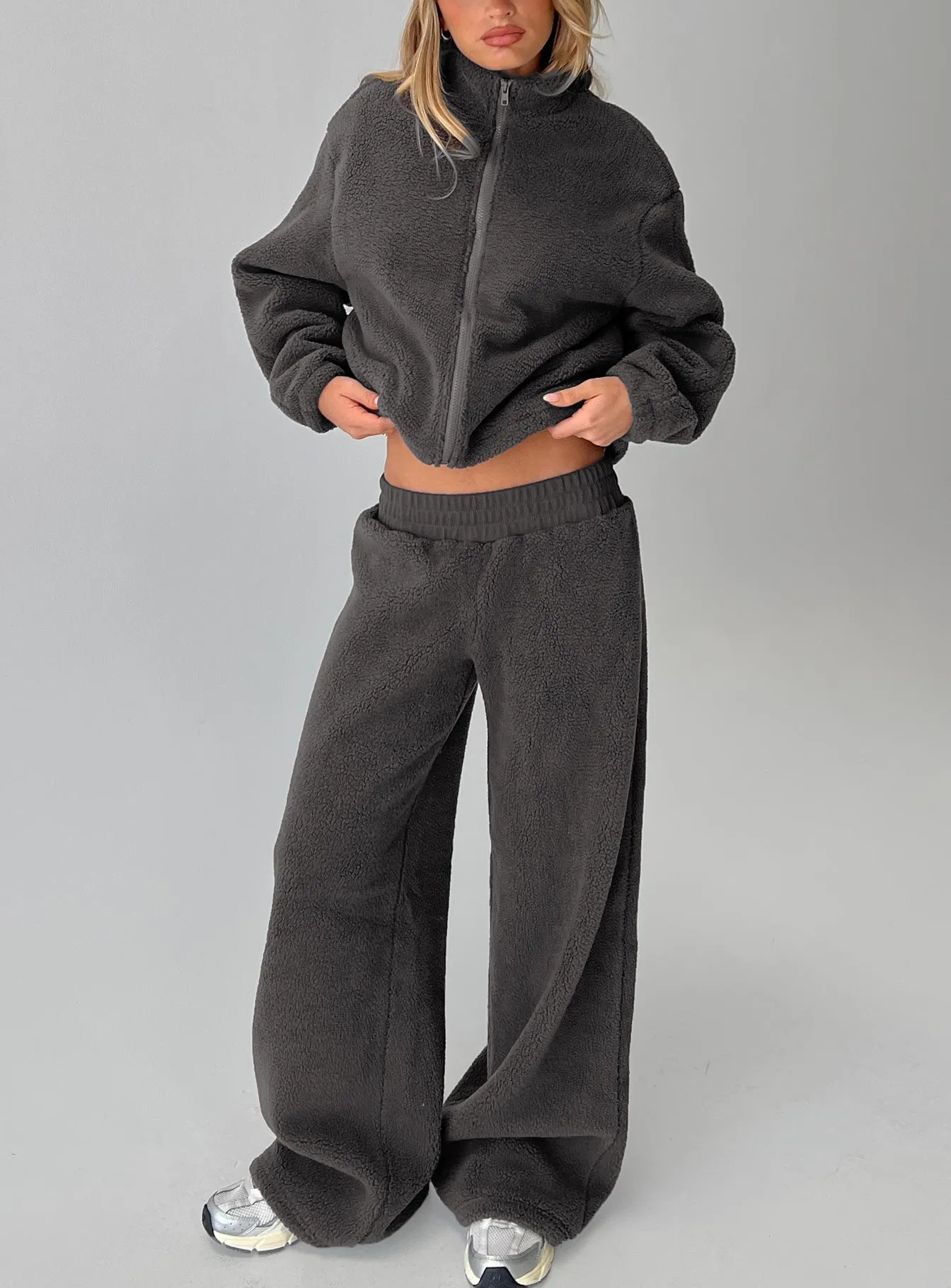 Siberia Fleece Track Pant Charcoal sold by Princess Polly