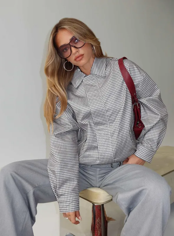 Kenny Bomber Jacket Cream Check sold by Princess Polly