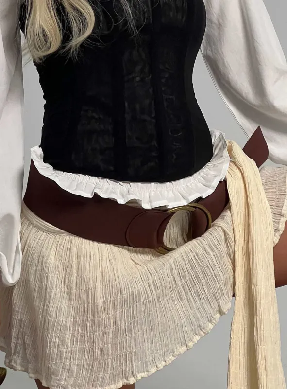 Amberlyn Faux Suede Belt Brown sold by Princess Polly