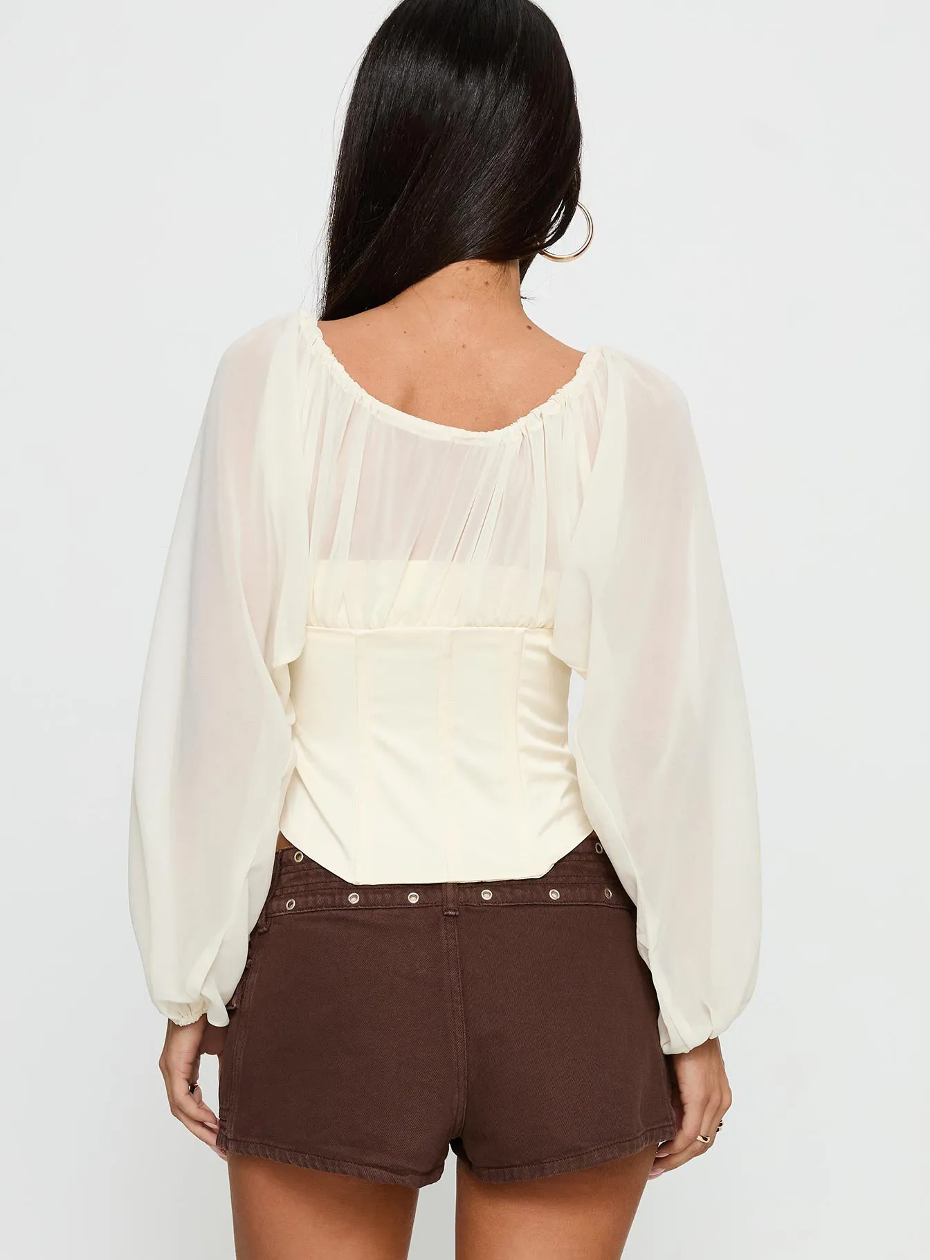 Gypsie Blouson Long Sleeve Corset Top Antique White sold by Princess Polly product image thumbnail 5