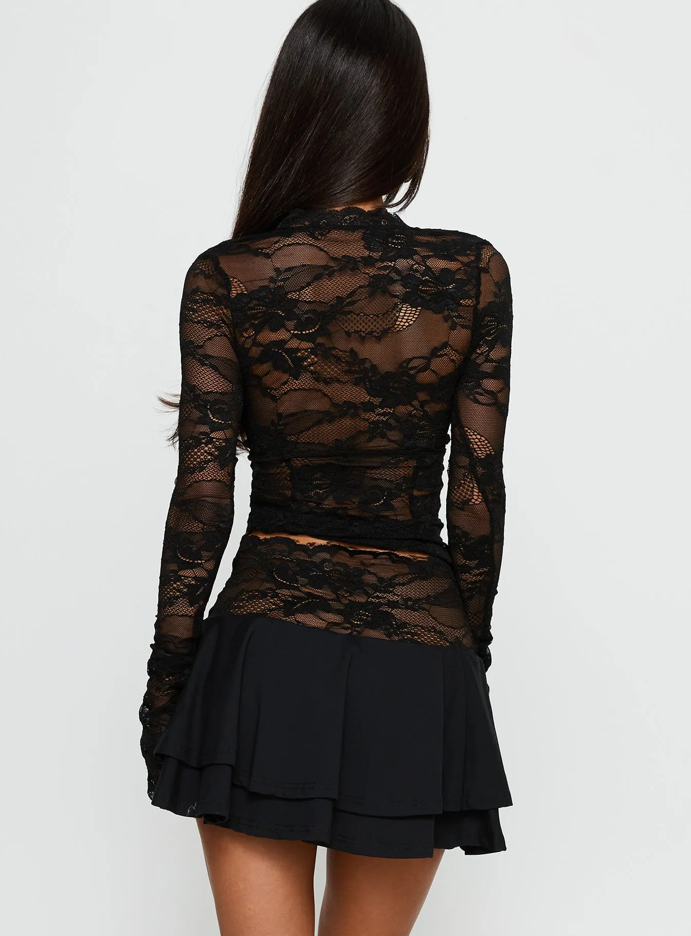 Kecia Lace Waistband Mini Skirt Black sold by Princess Polly product image thumbnail 5