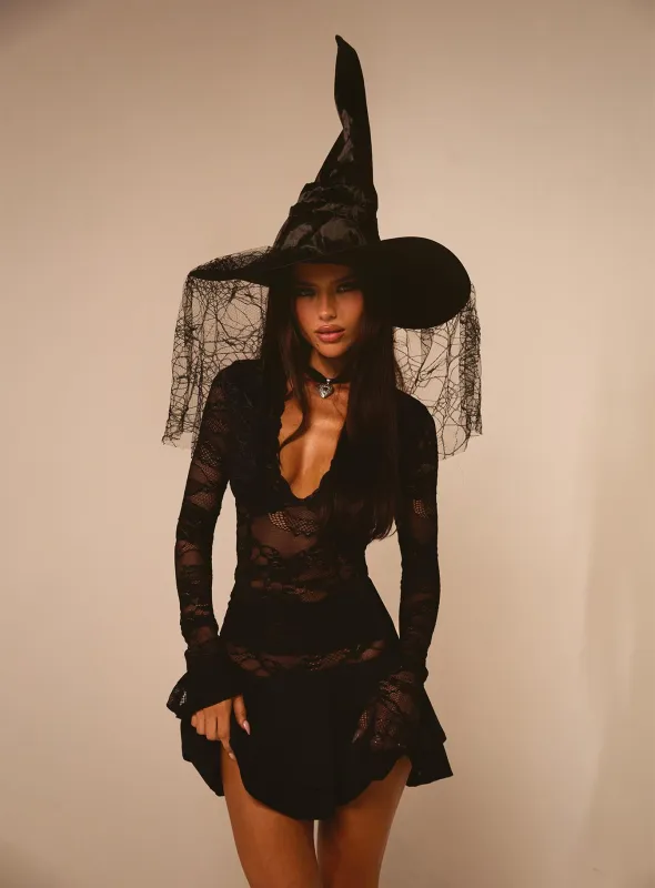 Kecia Long Sleeve Lace Top Black sold by Princess Polly