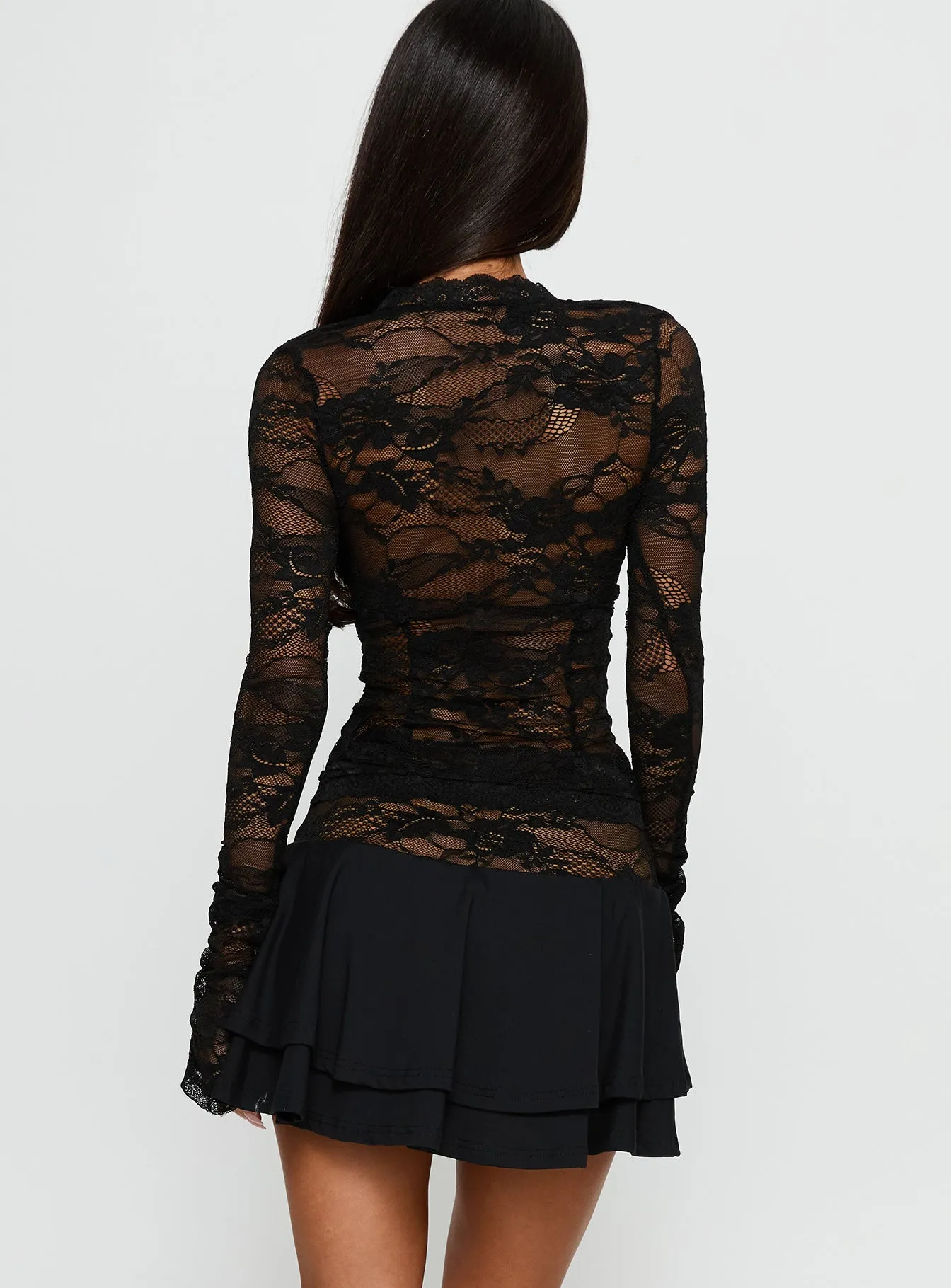 Kecia Long Sleeve Lace Top Black sold by Princess Polly product image thumbnail 5