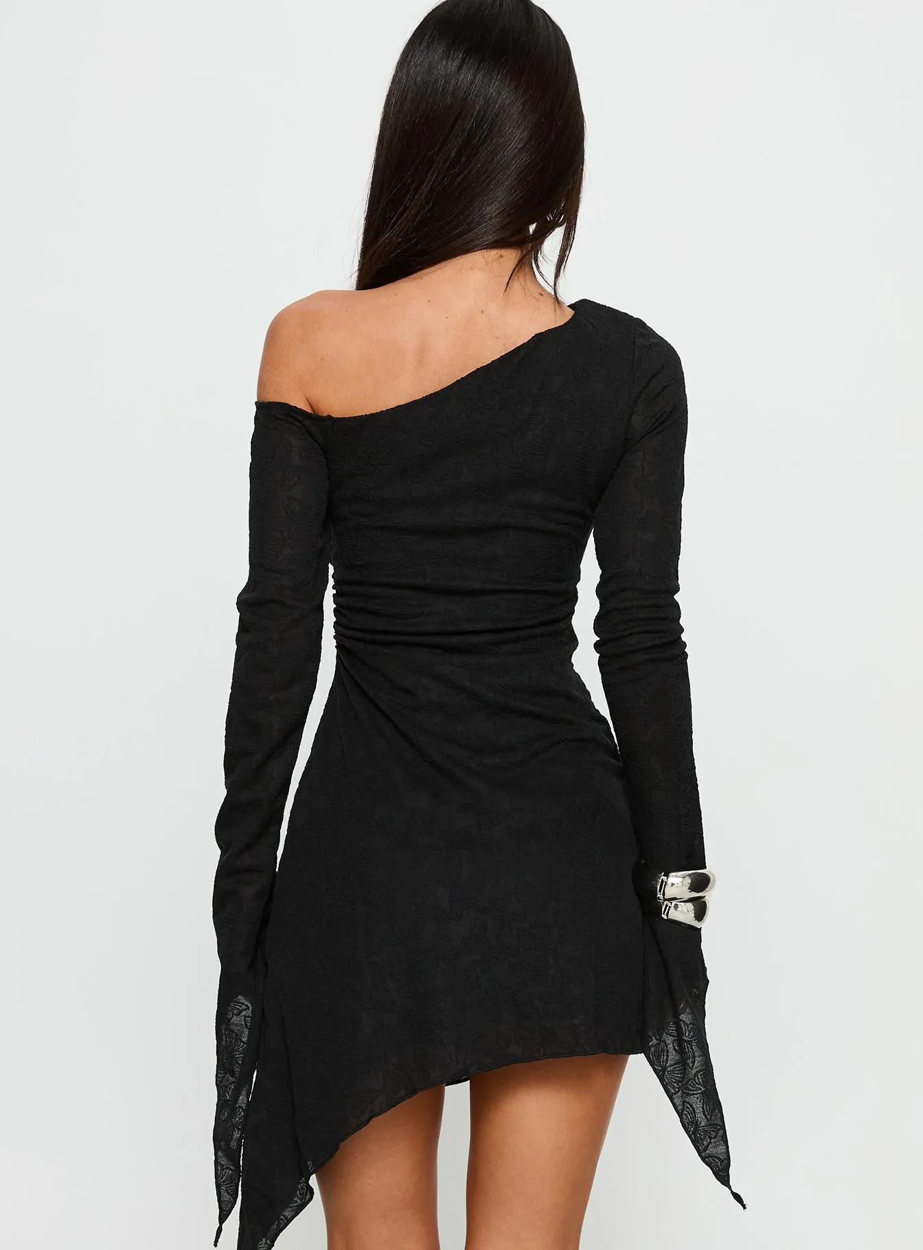 Face Card Long Sleeve Lace Mini Dress Black sold by Princess Polly product image thumbnail 5