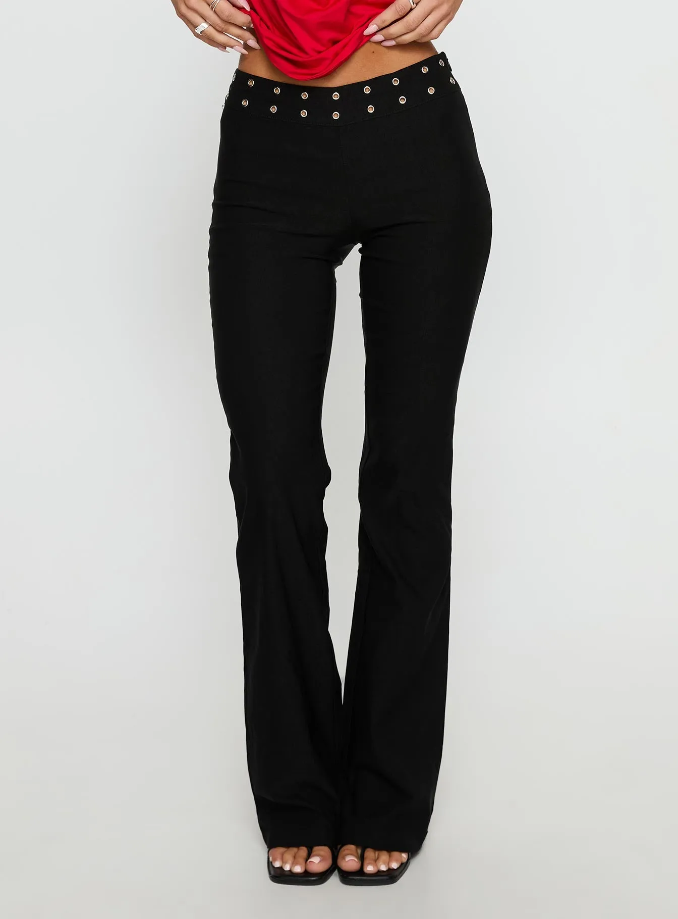 Yevina Eyelet Flare Pant Black sold by Princess Polly product image thumbnail 2
