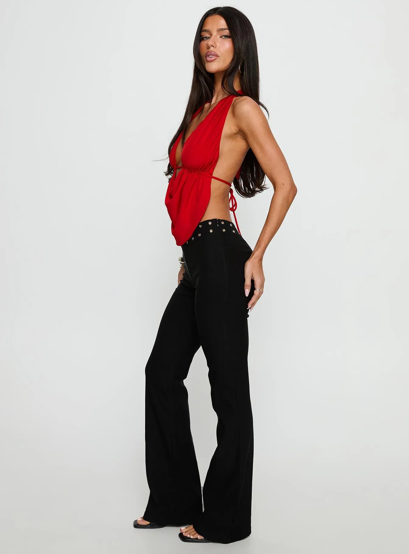 Yevina Eyelet Flare Pant Black sold by Princess Polly product image thumbnail 4