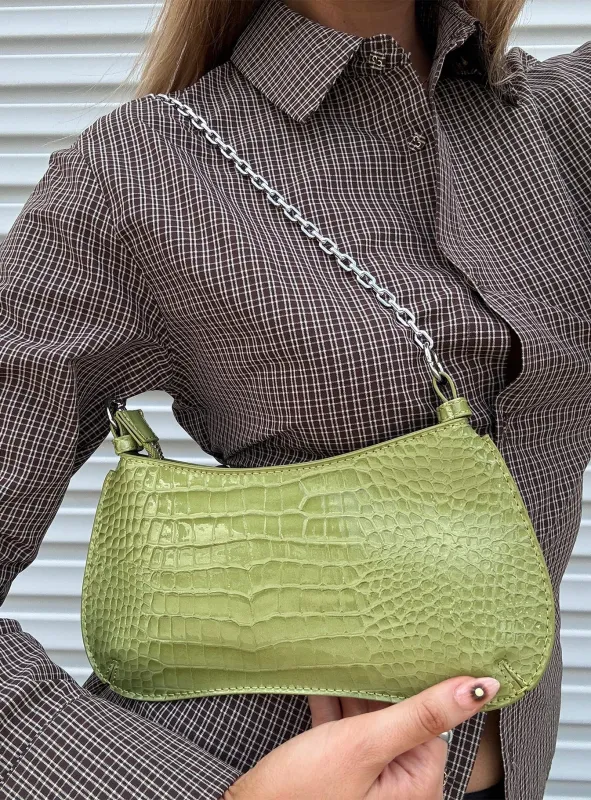 Gwynne Faux Leather Shoulder Bag Green sold by Princess Polly