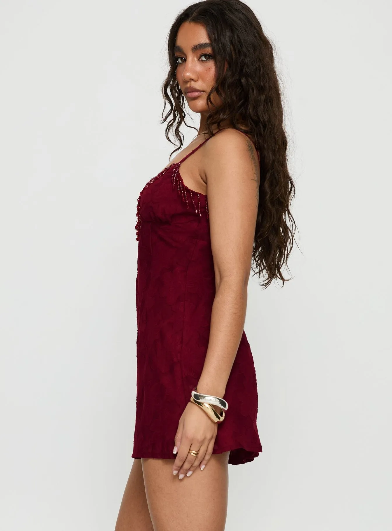 Tanisha Drop Neckline Mini Dress Red sold by Princess Polly product image thumbnail 3