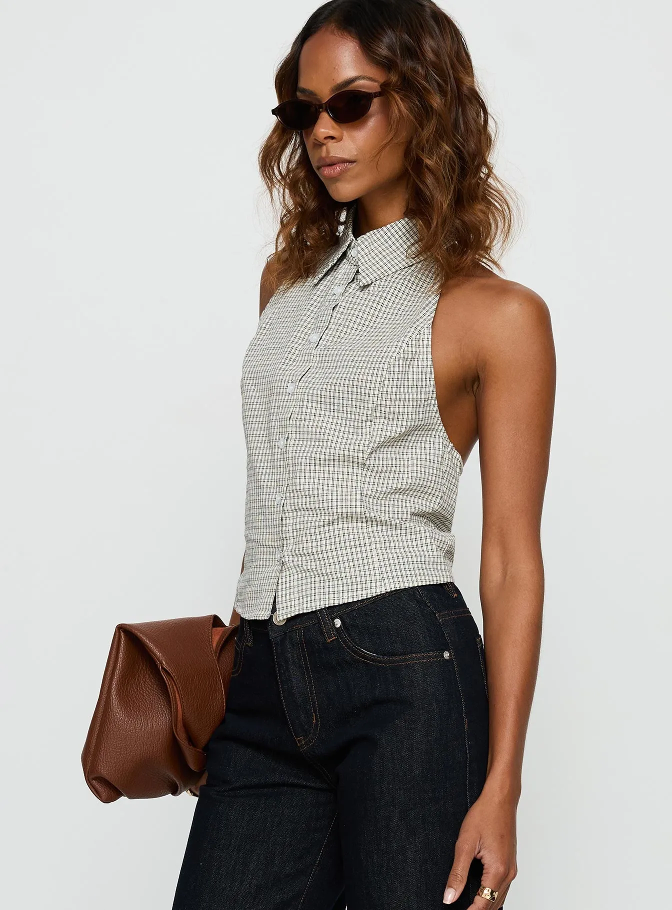 Different Dimensions Sleeveless Collared Top Check sold by Princess Polly product image thumbnail 4