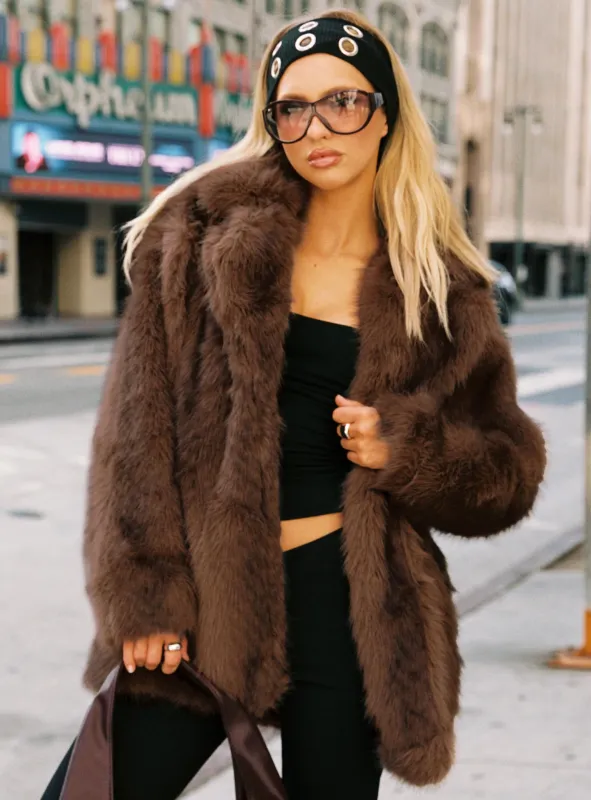 Super Trouper Faux Fur Jacket Multi sold by Princess Polly