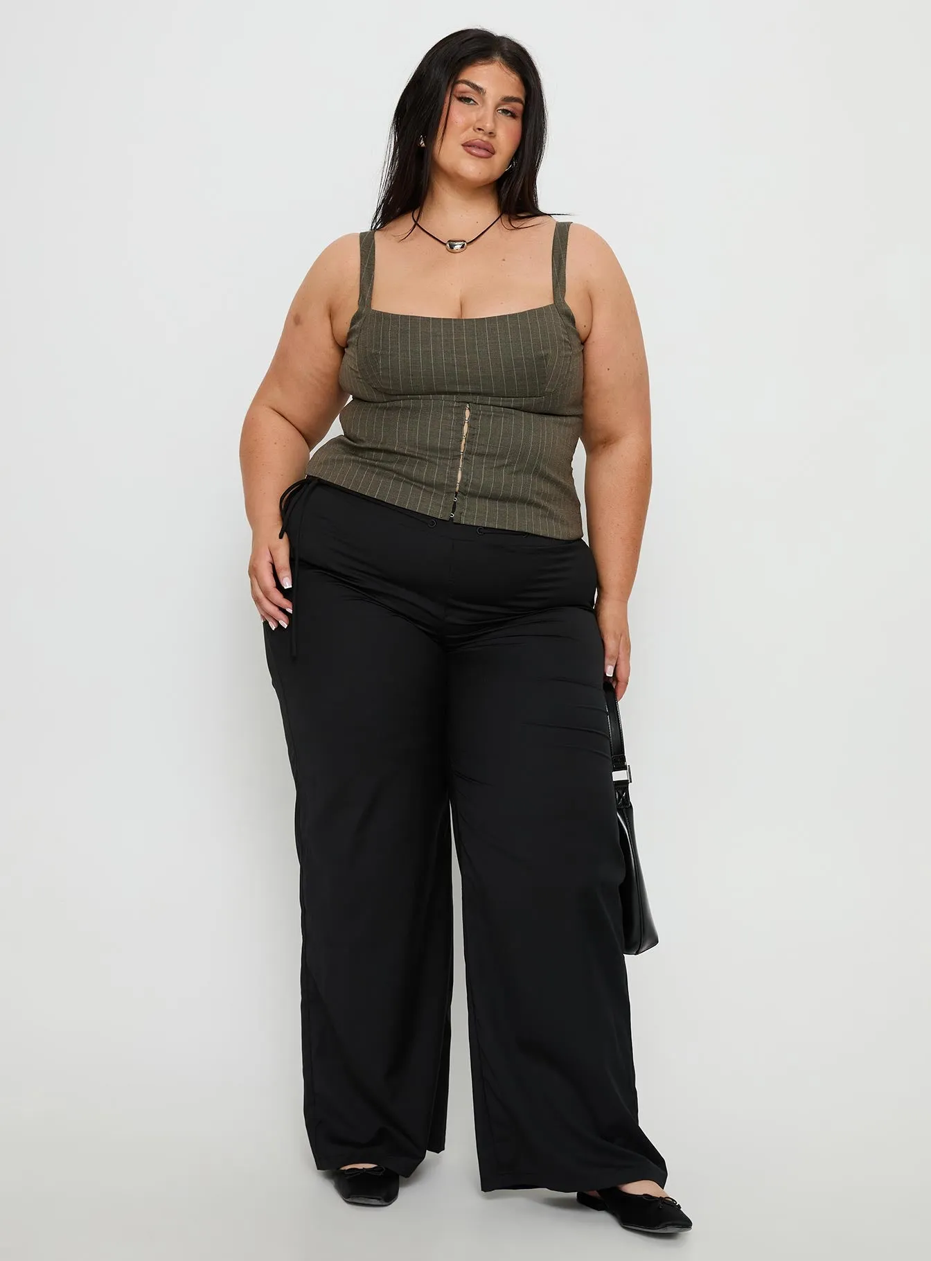 Nylen Tailored Suiting Top Brown Pinstripe Curve sold by Princess Polly product image thumbnail 2