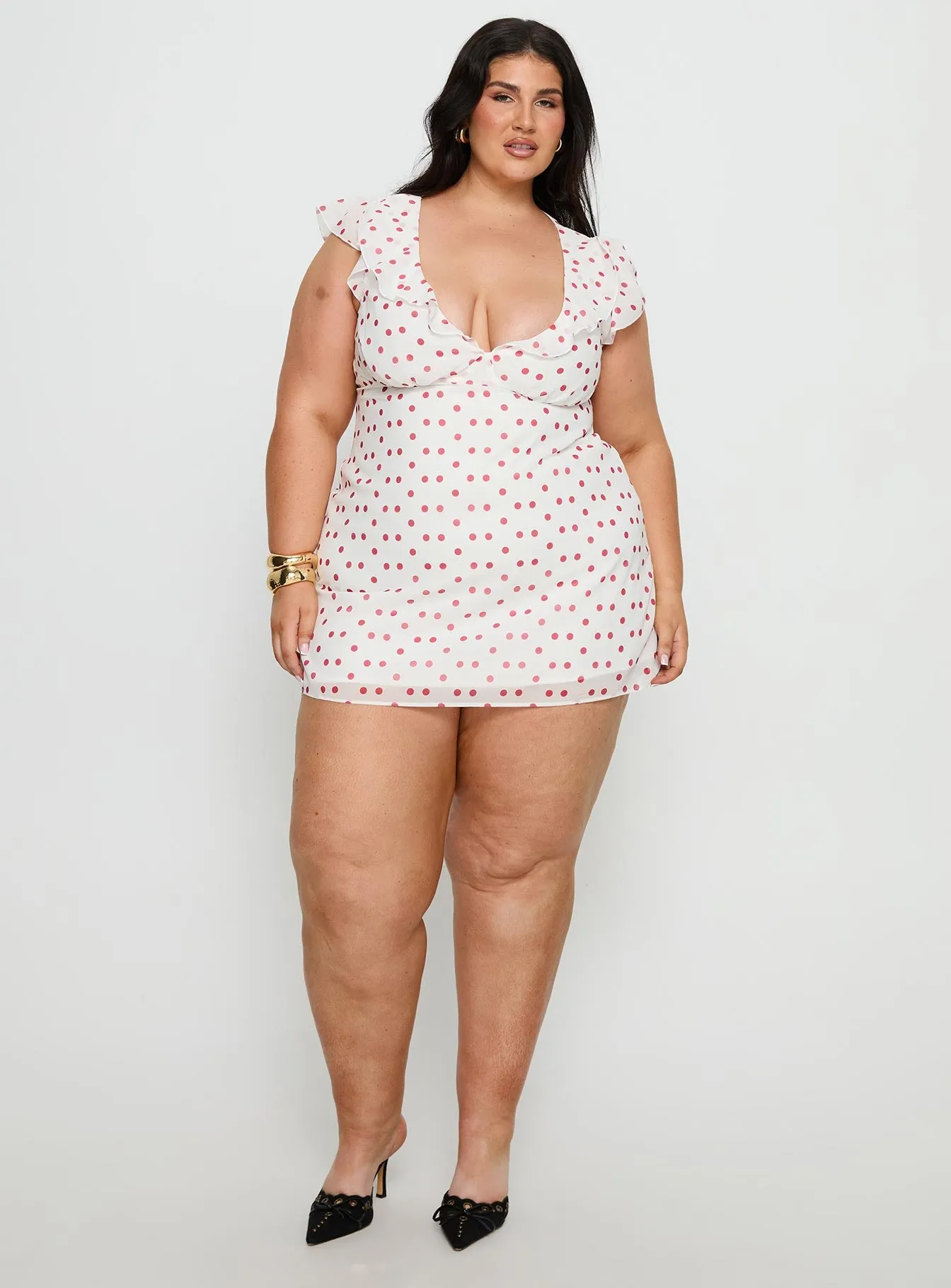 I Guess So Mini Dress White / Burgundy Curve sold by Princess Polly product image thumbnail 3