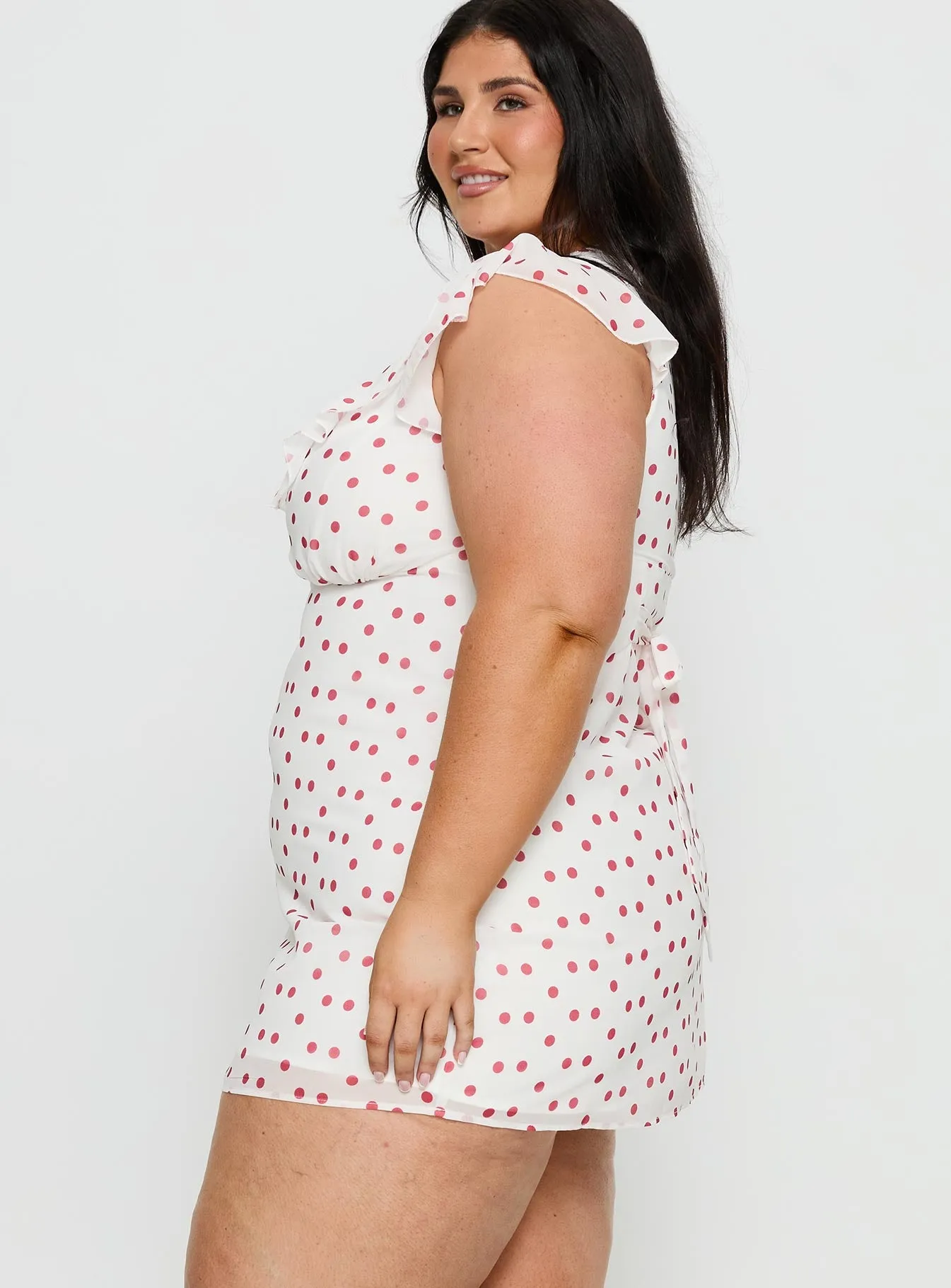 I Guess So Mini Dress White / Burgundy Curve sold by Princess Polly product image thumbnail 4