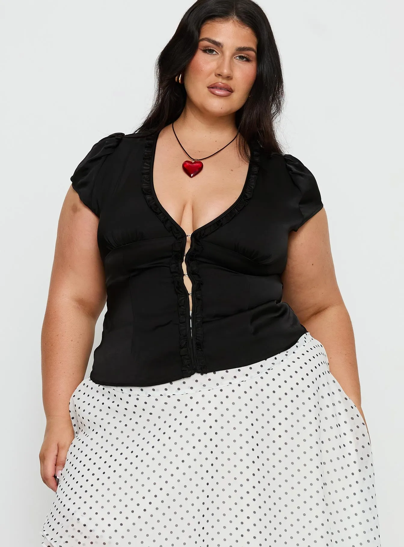 Tatianna Frill Blouse Top Black Curve sold by Princess Polly product image thumbnail 2