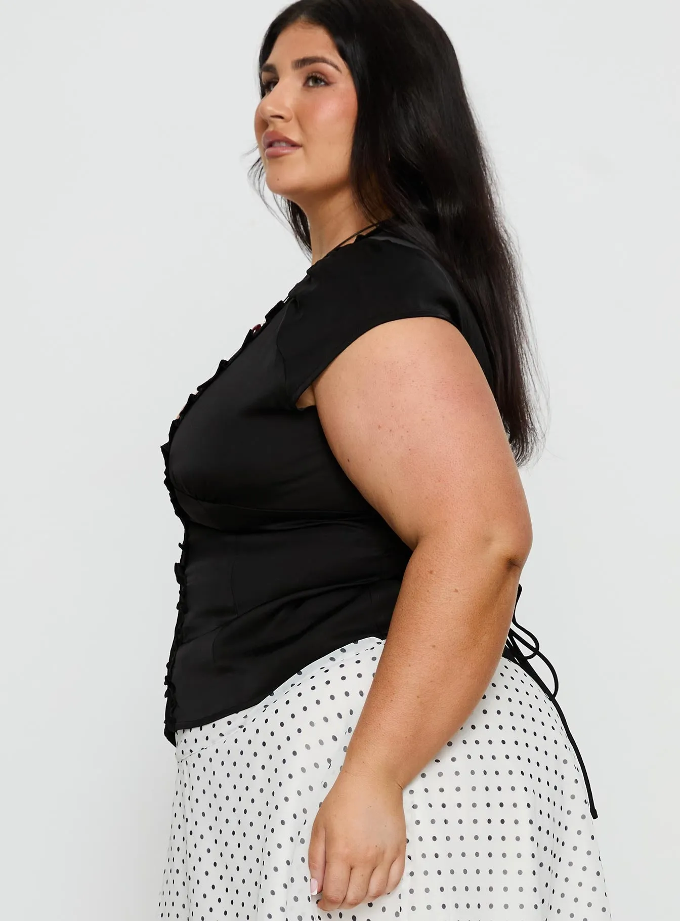 Tatianna Frill Blouse Top Black Curve sold by Princess Polly product image thumbnail 4