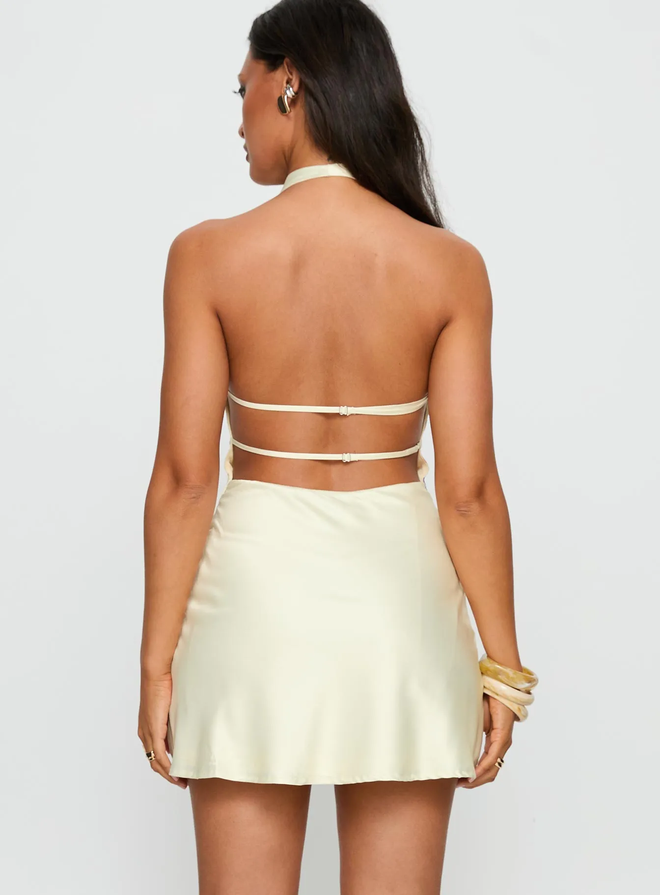 Latifah Halter Cowl Neck Mini Dress Cream Floral sold by Princess Polly product image thumbnail 4