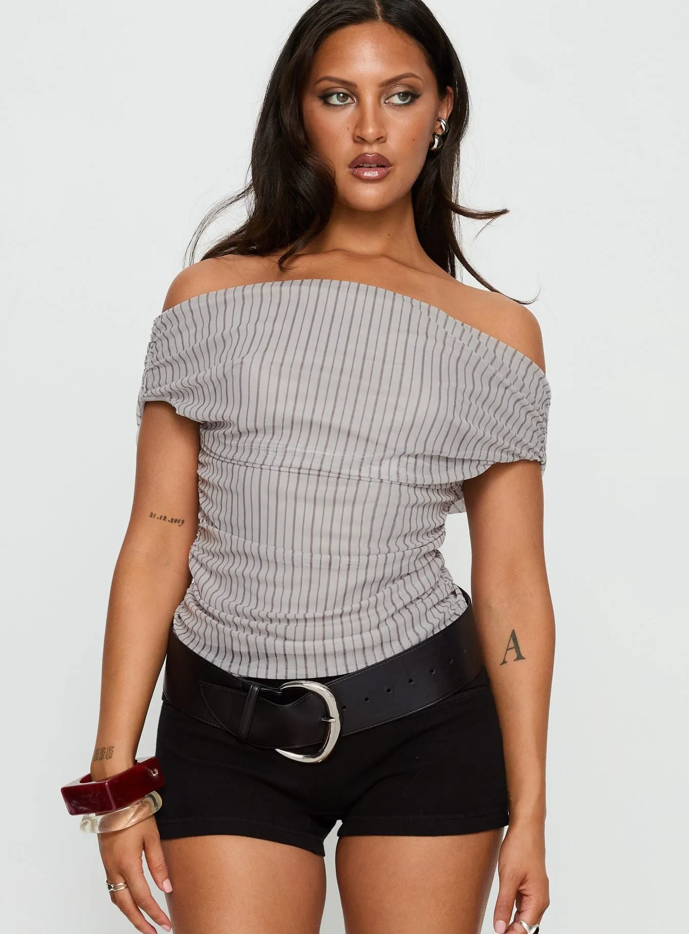 Hailley Off Shoulder Top Stripe sold by Princess Polly product image thumbnail 2