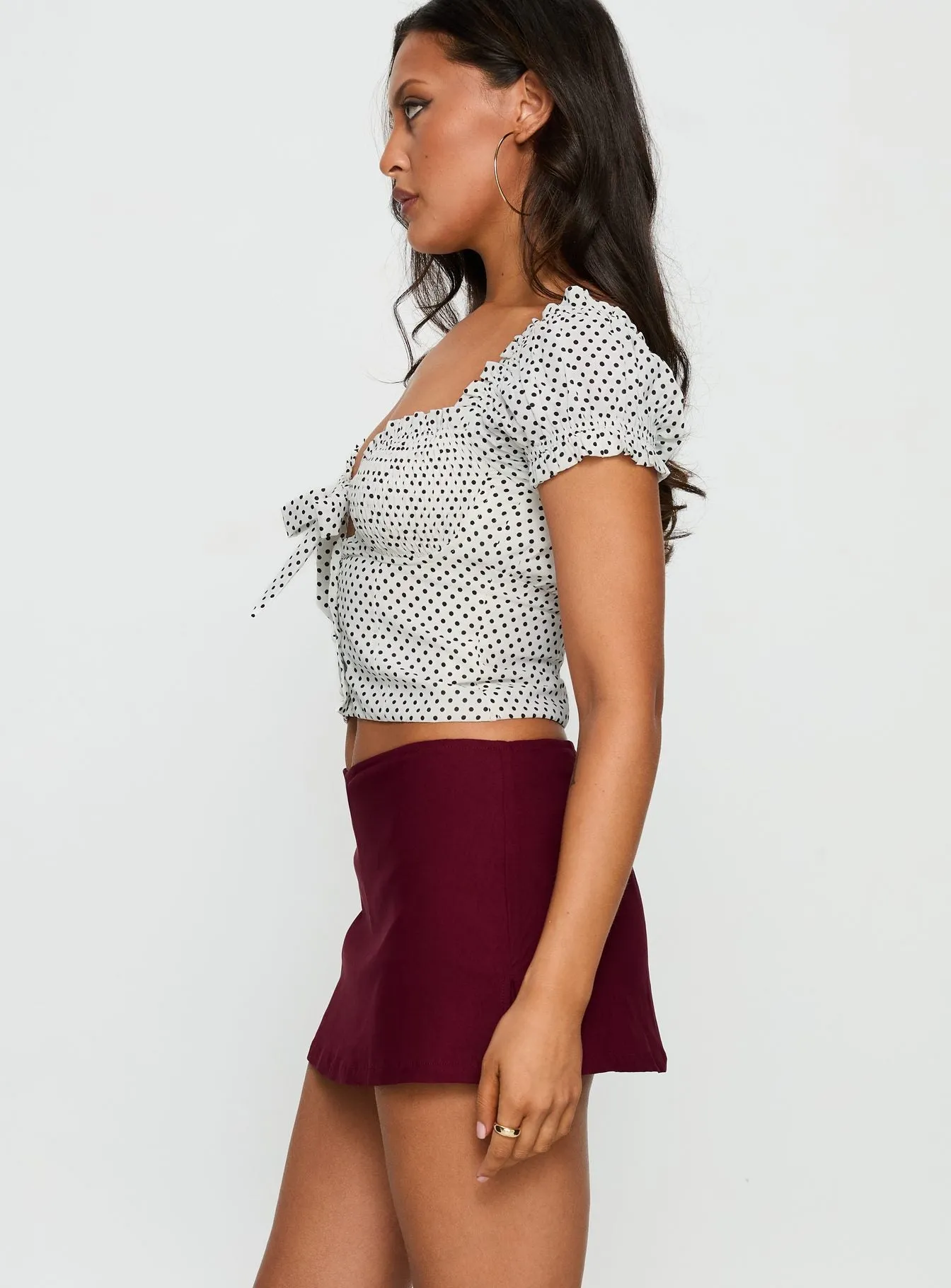 Can't Sleep Skort Burgundy sold by Princess Polly product image thumbnail 4
