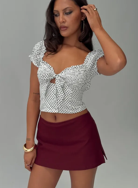 Can't Sleep Skort Burgundy sold by Princess Polly