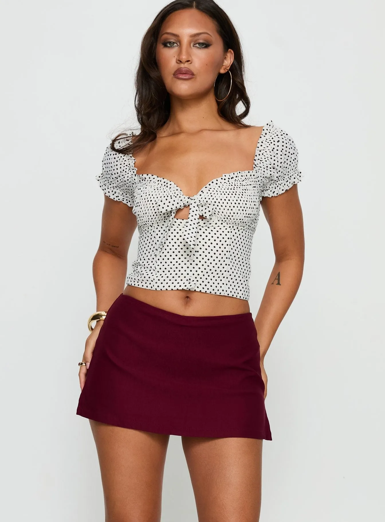 Can't Sleep Skort Burgundy sold by Princess Polly product image thumbnail 2