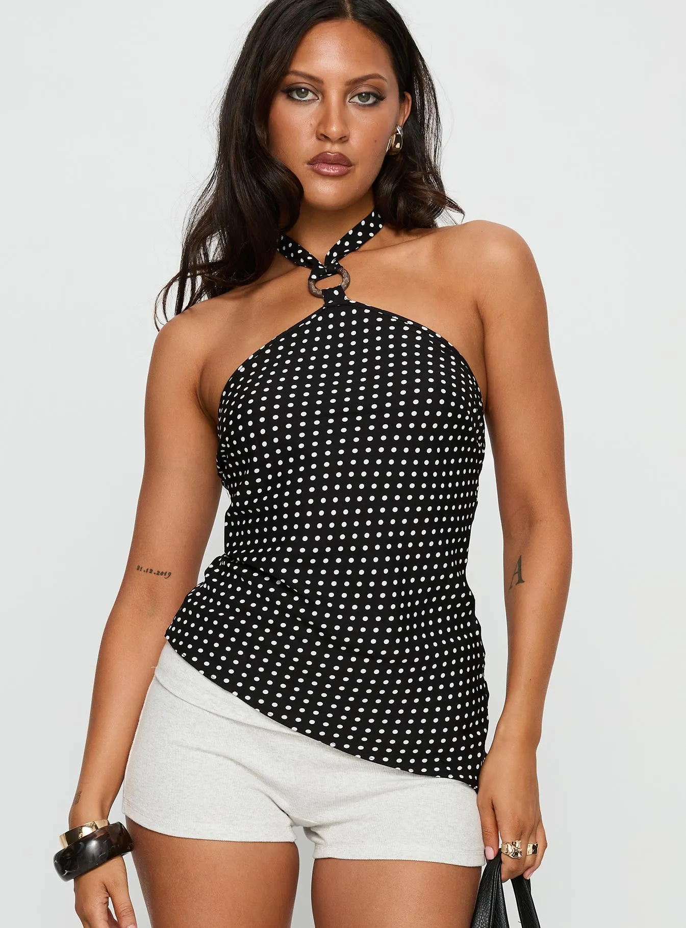 Clerissa Ring Detail Top Black Polka Dot sold by Princess Polly product image thumbnail 2