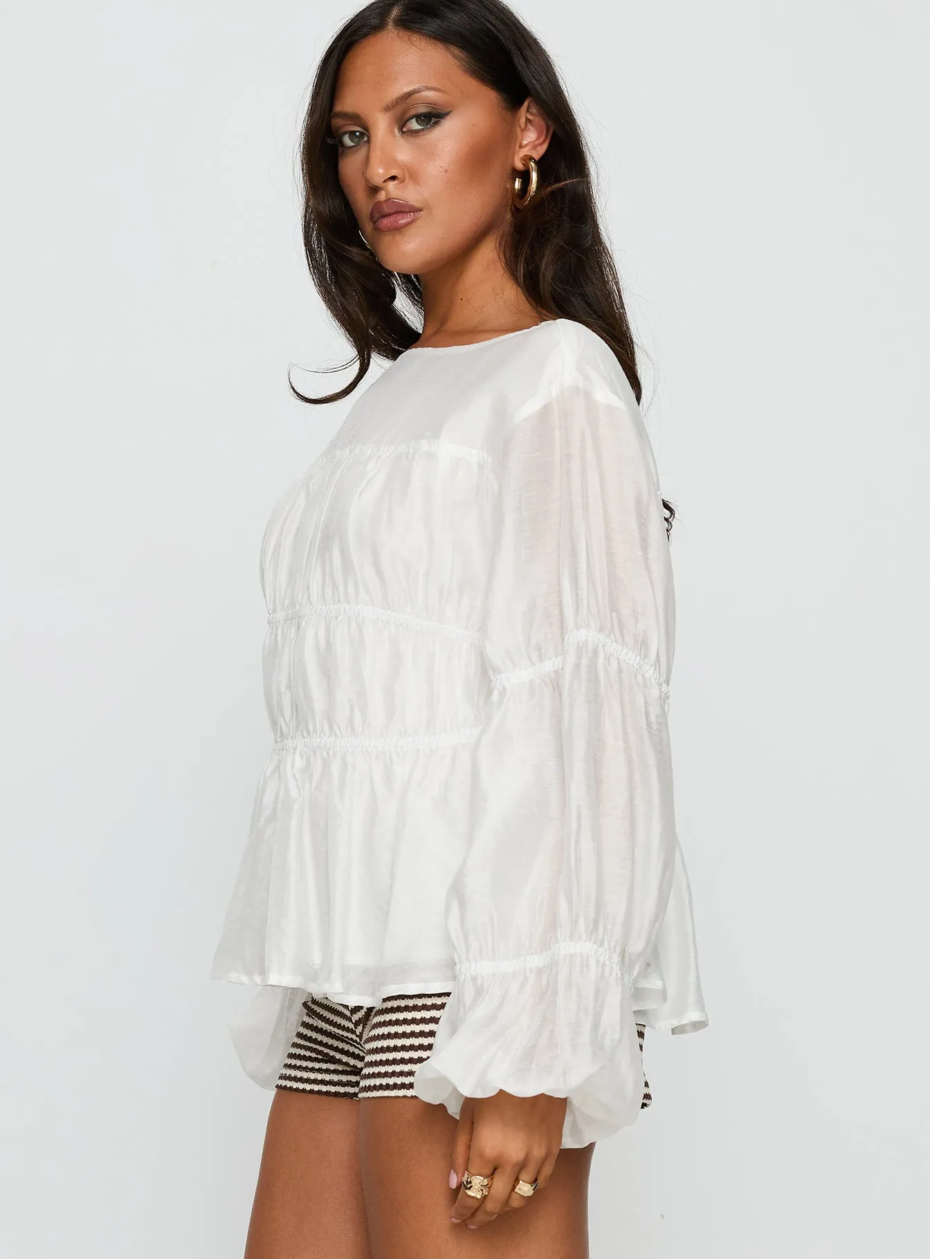 Xamira Ruched Long Sleeve Top White sold by Princess Polly product image thumbnail 4
