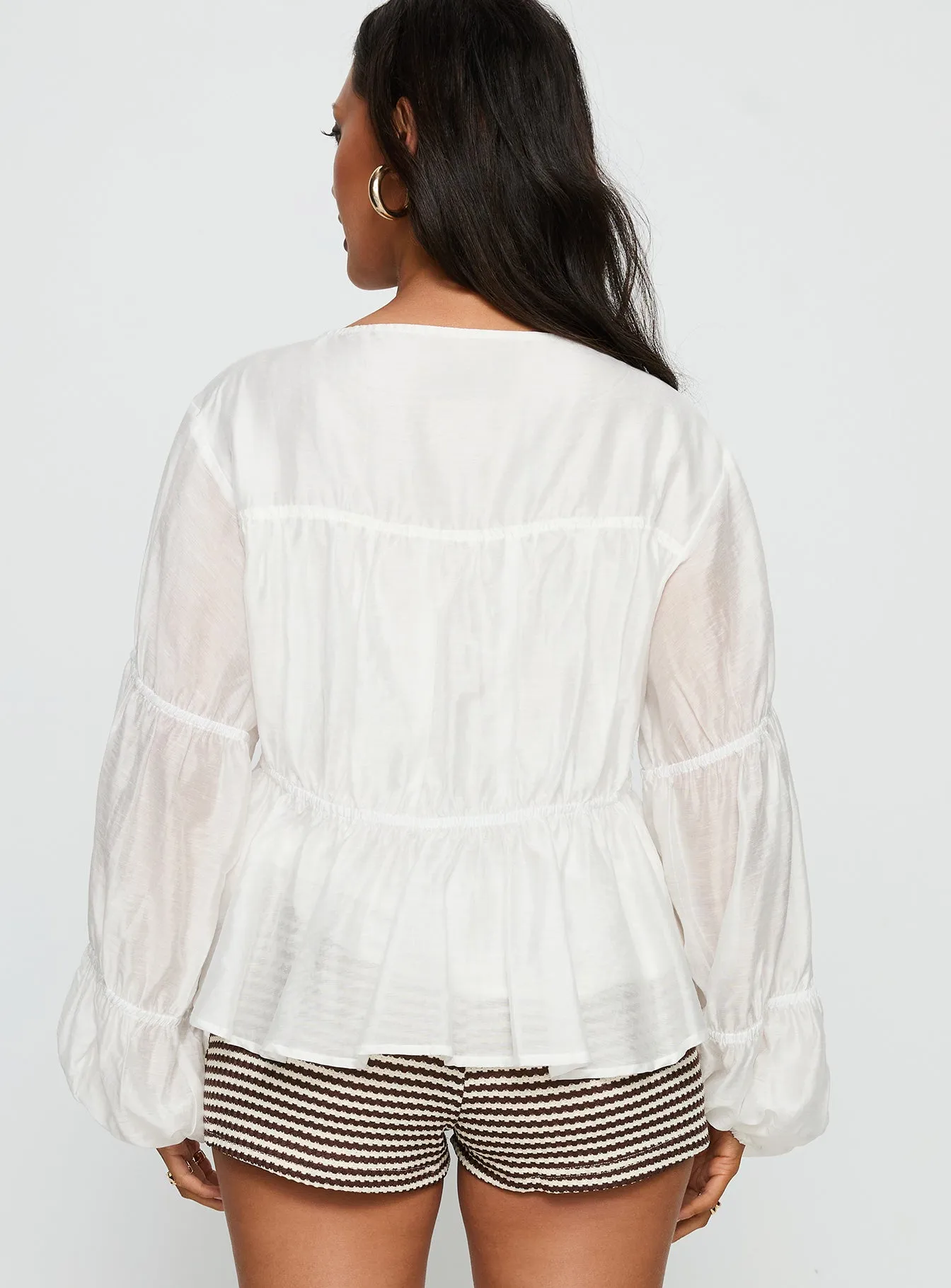 Xamira Ruched Long Sleeve Top White sold by Princess Polly product image thumbnail 5