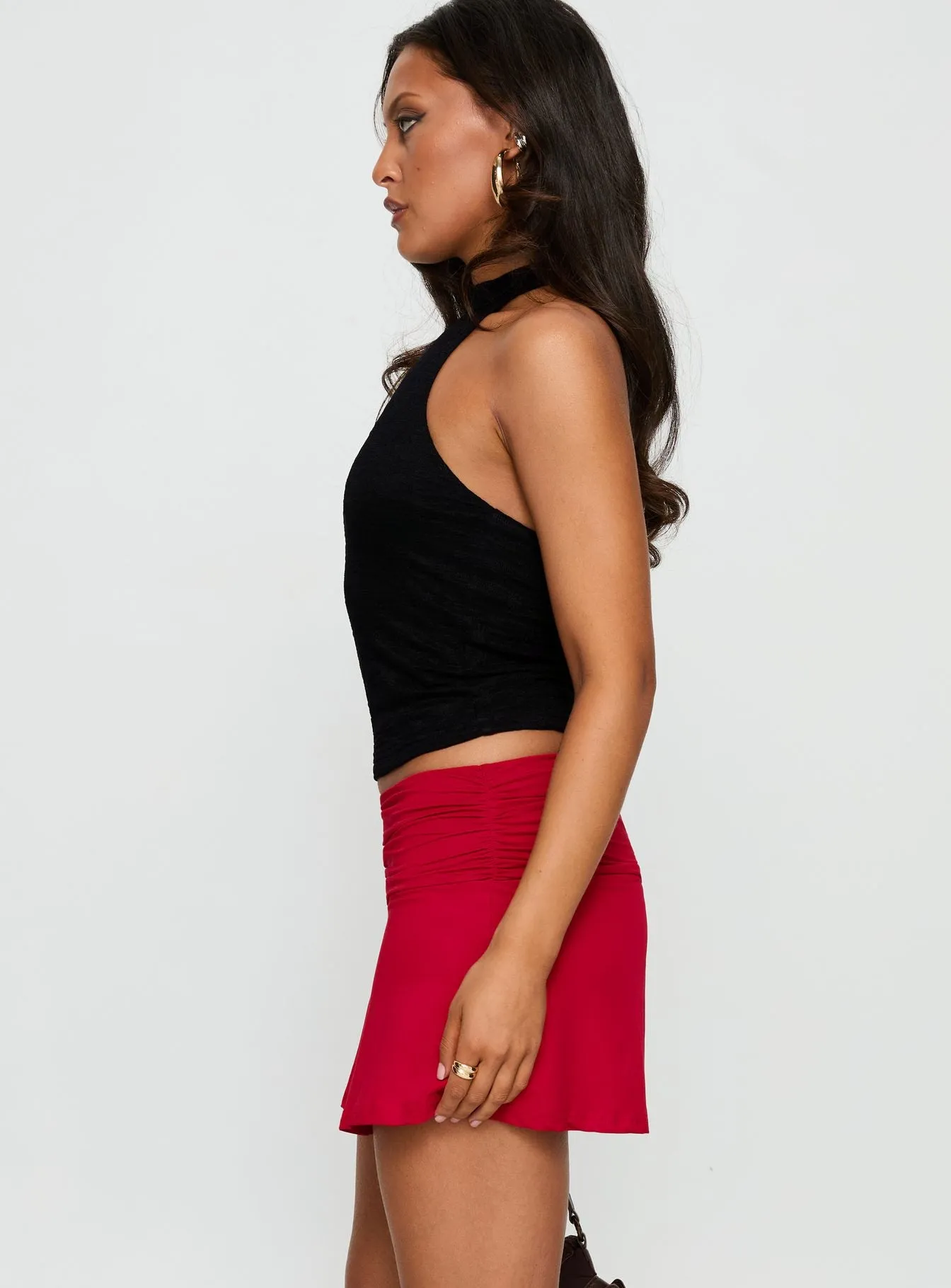 Tamsyn Ruched Mini Skirt Red sold by Princess Polly product image thumbnail 3