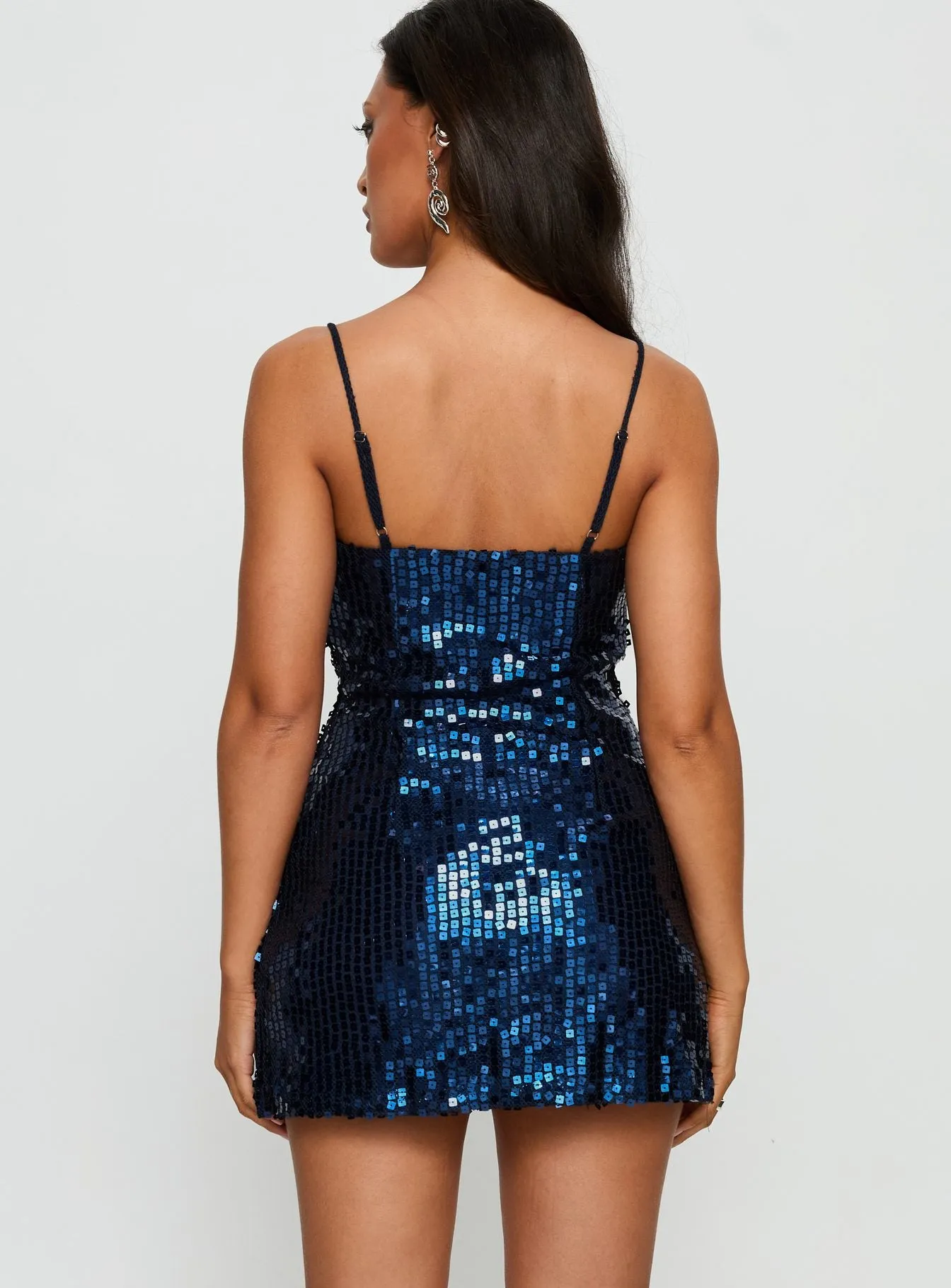 Atlaza Sequin Mini Dress Navy sold by Princess Polly product image thumbnail 5