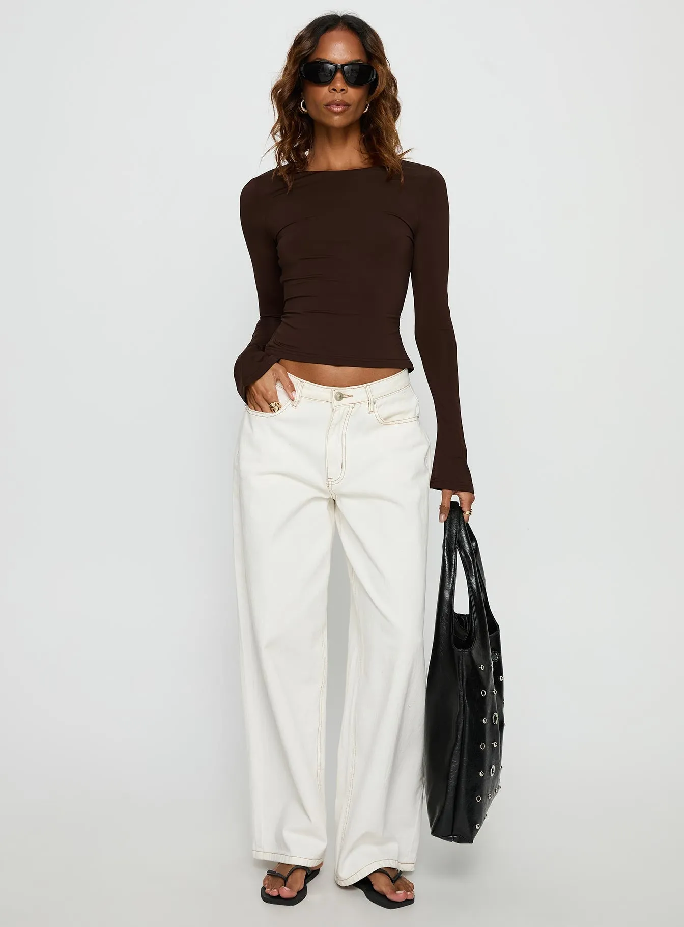 Harpur Long Sleeve Backless Top Chocolate sold by Princess Polly product image thumbnail 2