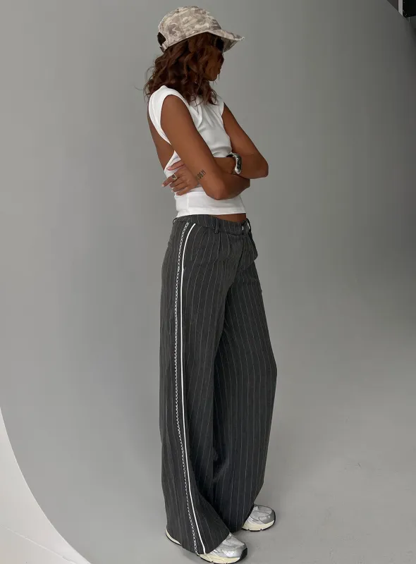 Knowla Pleated Trouser Pant Grey Pinstripe sold by Princess Polly