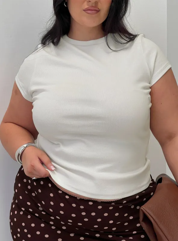 Baseline Longline Rib Top White Curve sold by Princess Polly