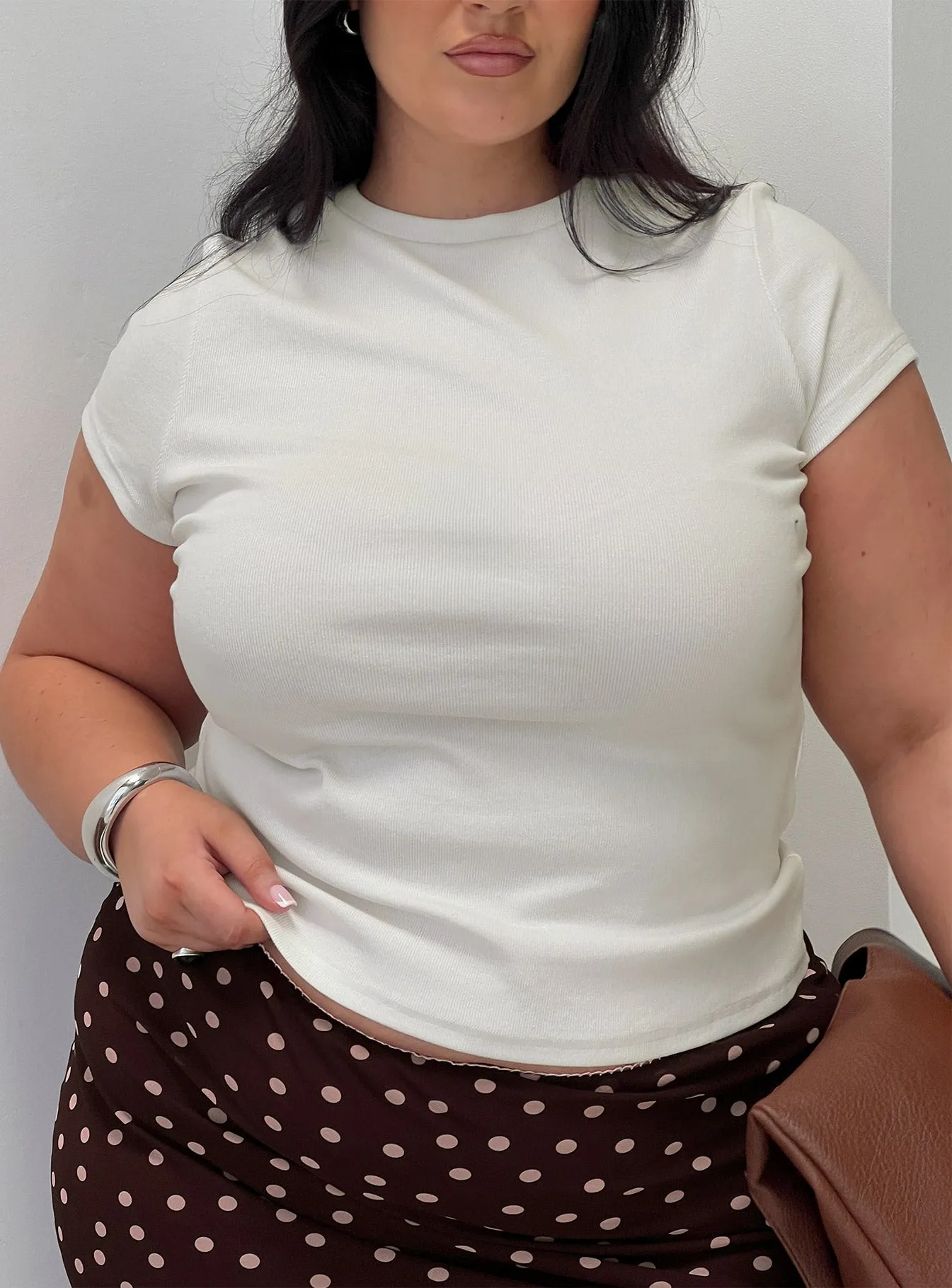 Baseline Longline Rib Top White Curve sold by Princess Polly