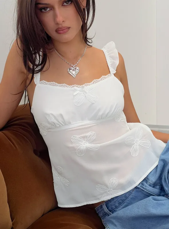 Madaleine Embroidered Top White sold by Princess Polly