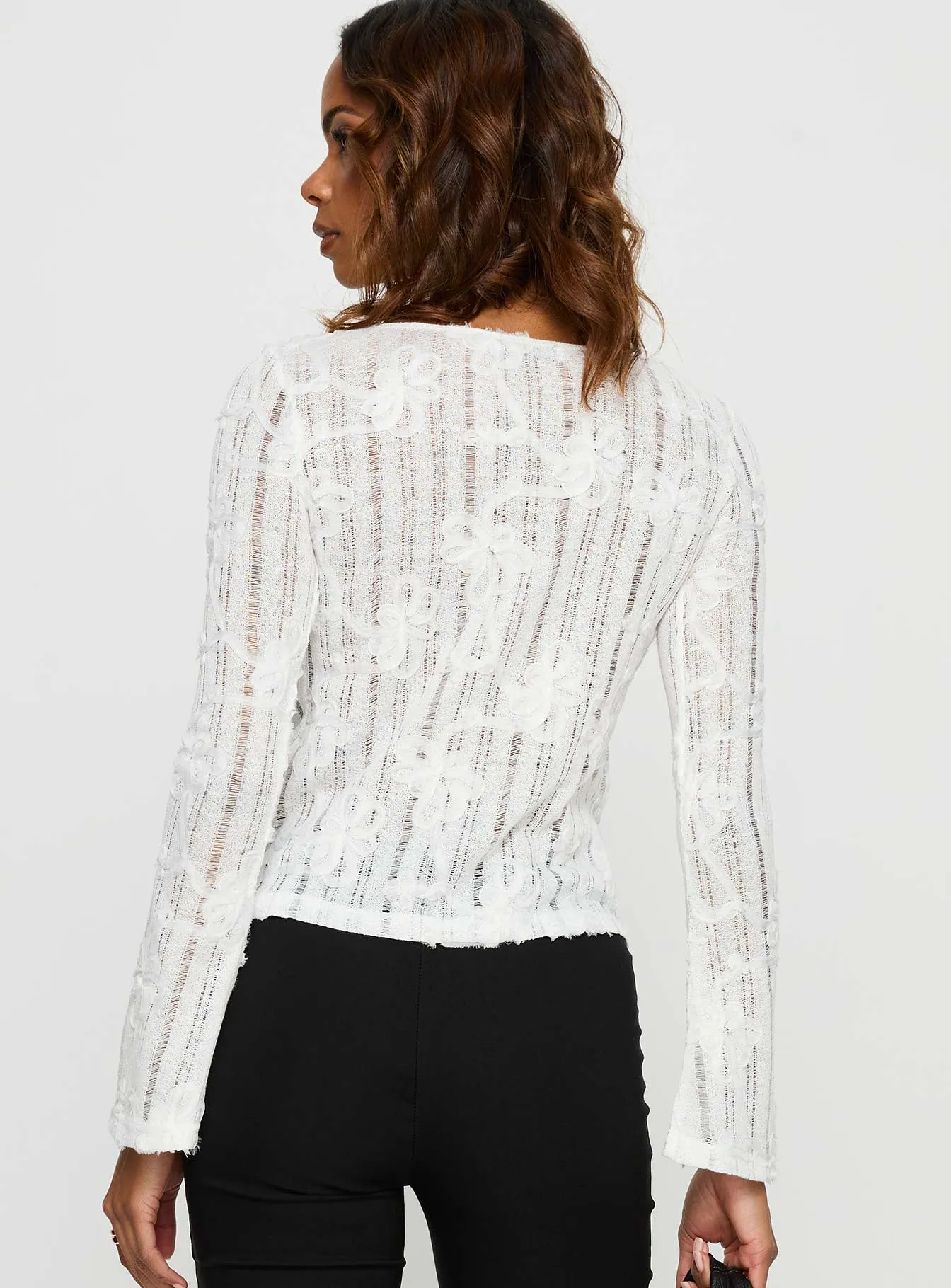 Devanie Sheer Long Sleeve Top White sold by Princess Polly product image thumbnail 5