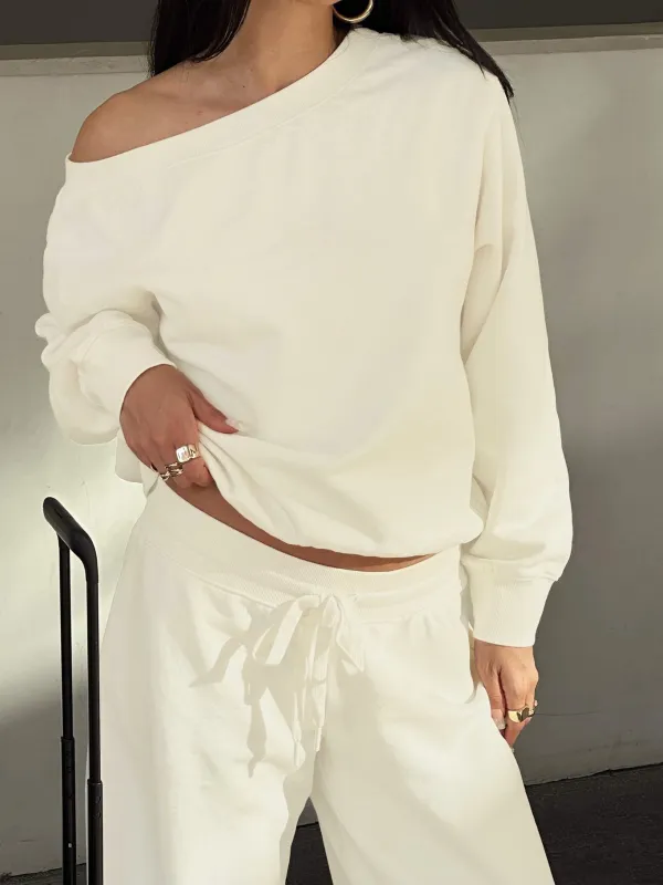 Wellness Off The Shoulder Jumper Washed White sold by Princess Polly