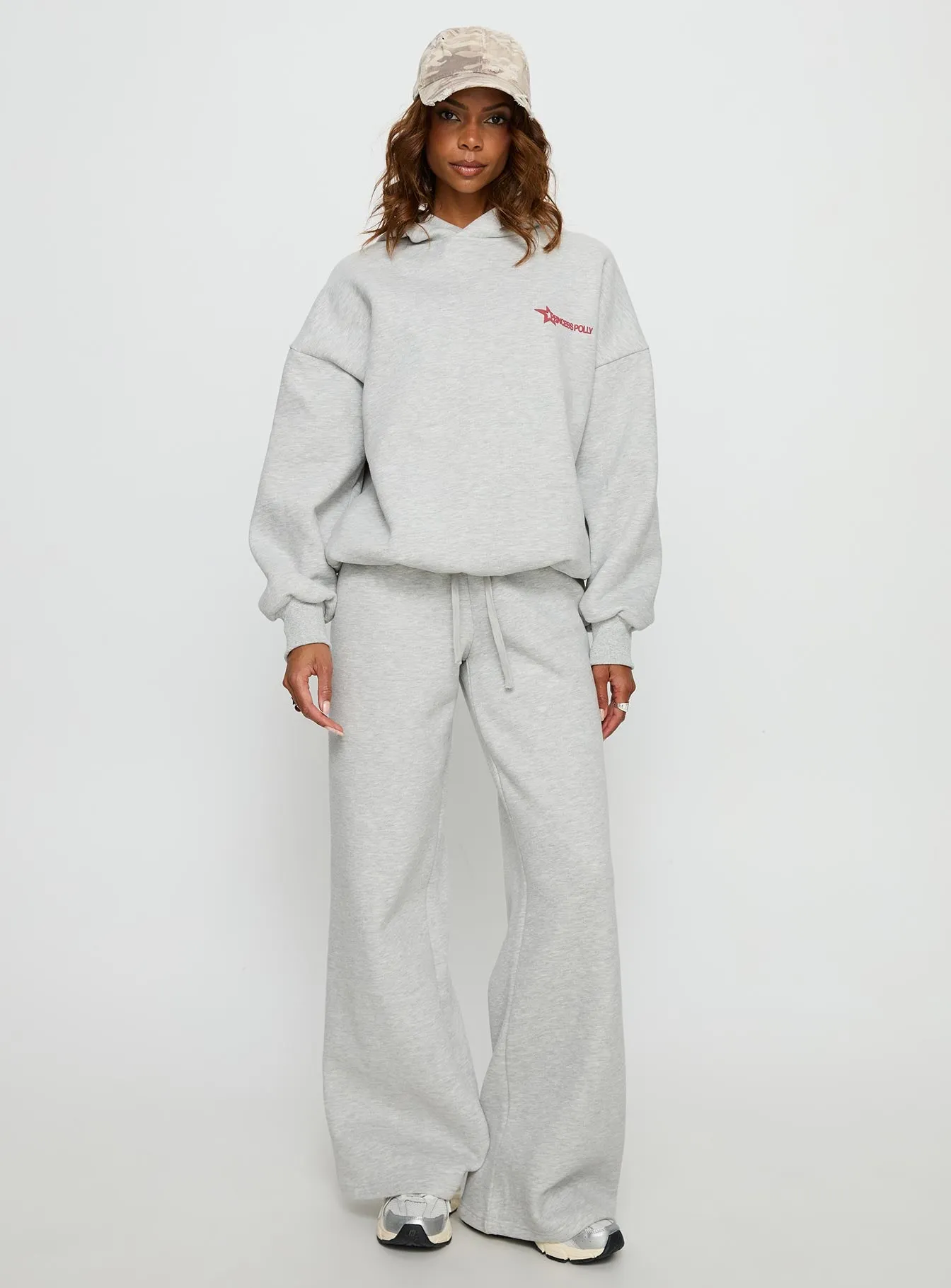 Princess Polly Stargirl Wide Leg Sweat Pants Grey Marle sold by Princess Polly product image thumbnail 3