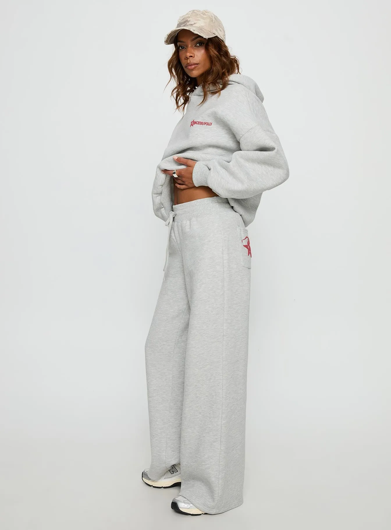 Princess Polly Stargirl Wide Leg Sweat Pants Grey Marle sold by Princess Polly product image thumbnail 4