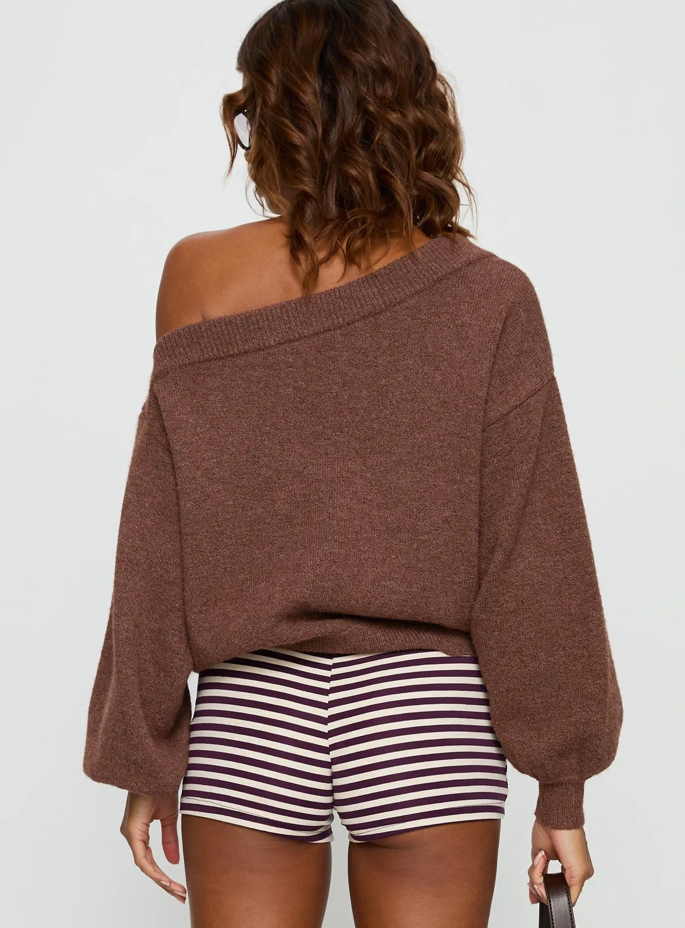 Noble Off The Shoulder Sweater Chocolate sold by Princess Polly product image thumbnail 5