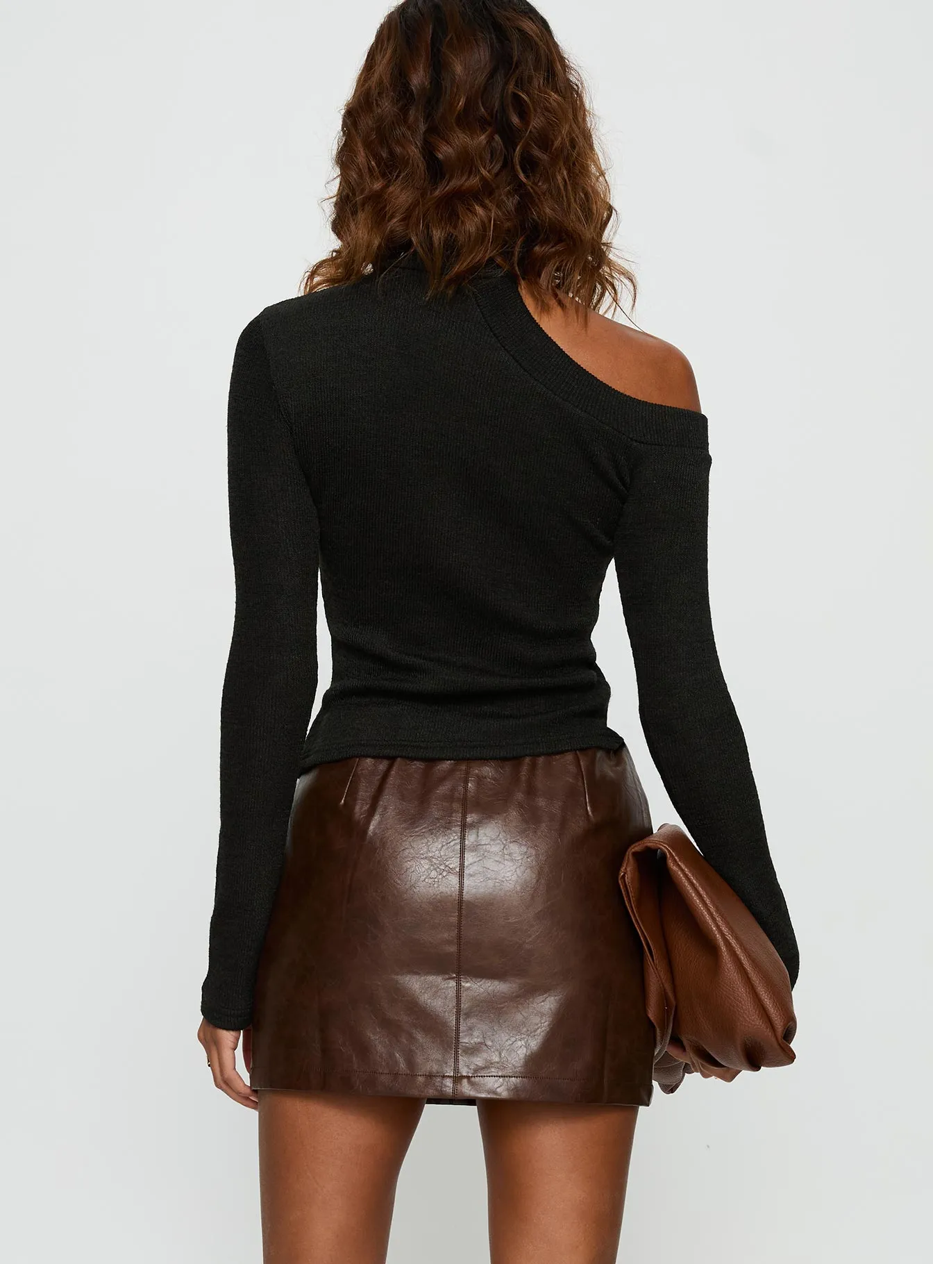 Vivienna Faux Leather Mini Skirt Brown sold by Princess Polly product image thumbnail 5