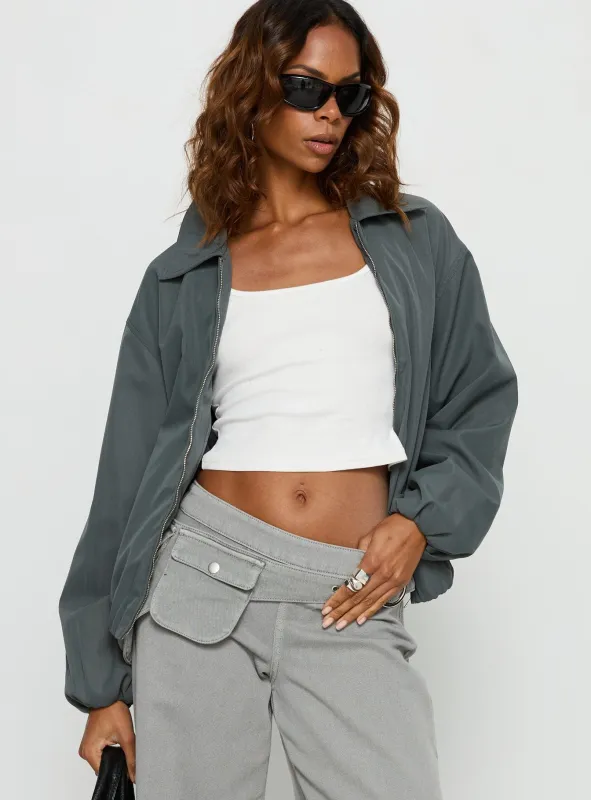 Donetta Collared Jacket Charcoal sold by Princess Polly