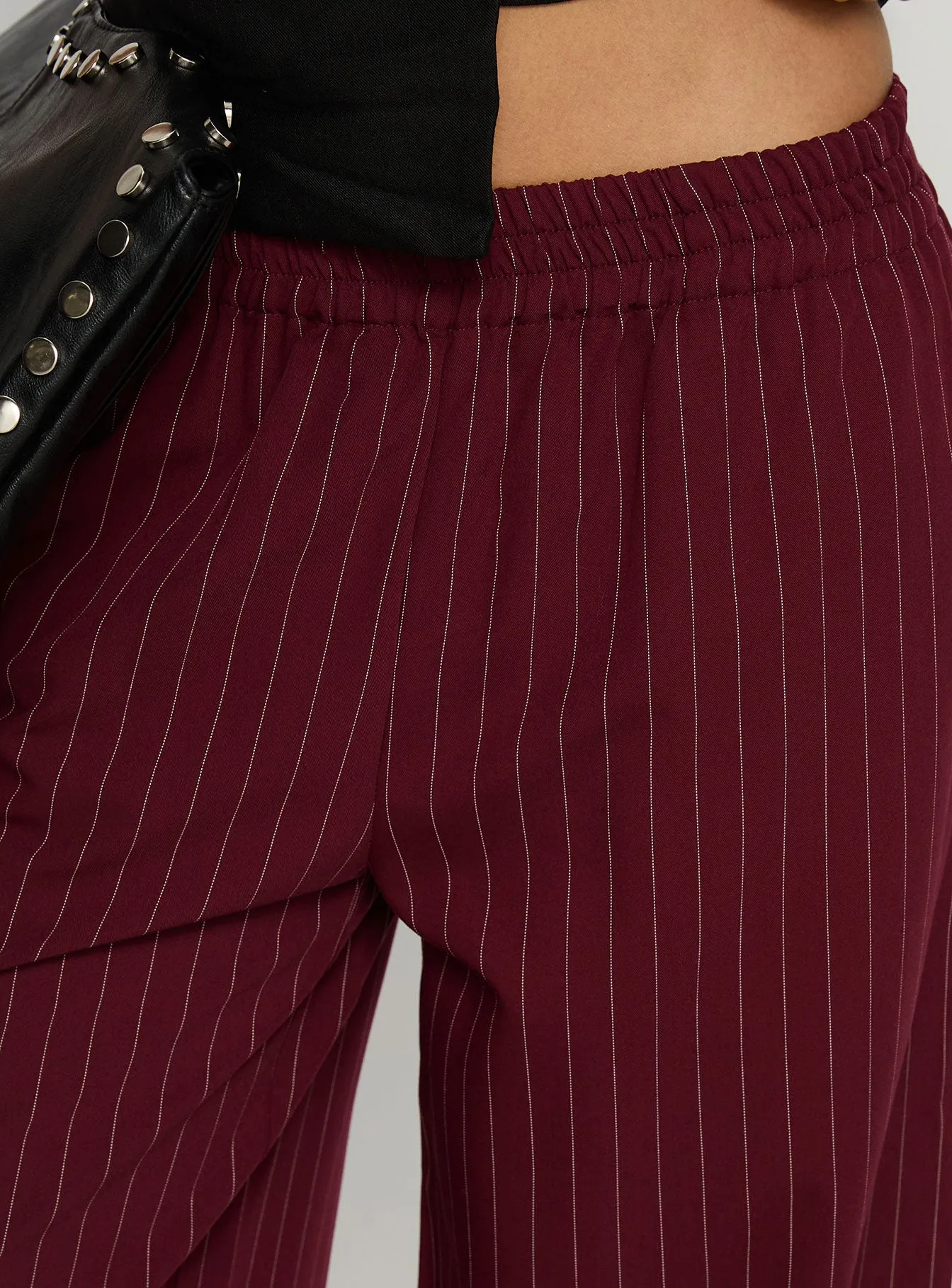 Jaysa Baggy Wide Leg Pant Burgundy Pinstripe sold by Princess Polly product image thumbnail 5