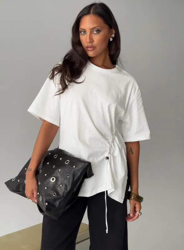 Agnessa Ruched Detail Oversized Tee White sold by Princess Polly