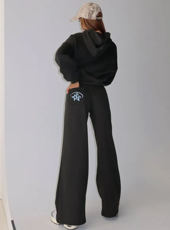 Princess Polly Stargirl Wide Leg Sweat Pants Charcoal sold by Princess Polly